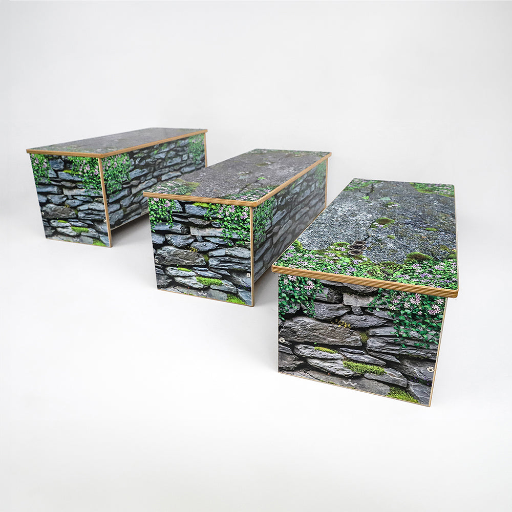 Natural Stone Wall Bench 14 Inch Height - Rustic Outdoor Garden Seating for Patio, Yard, and Landscape Decor