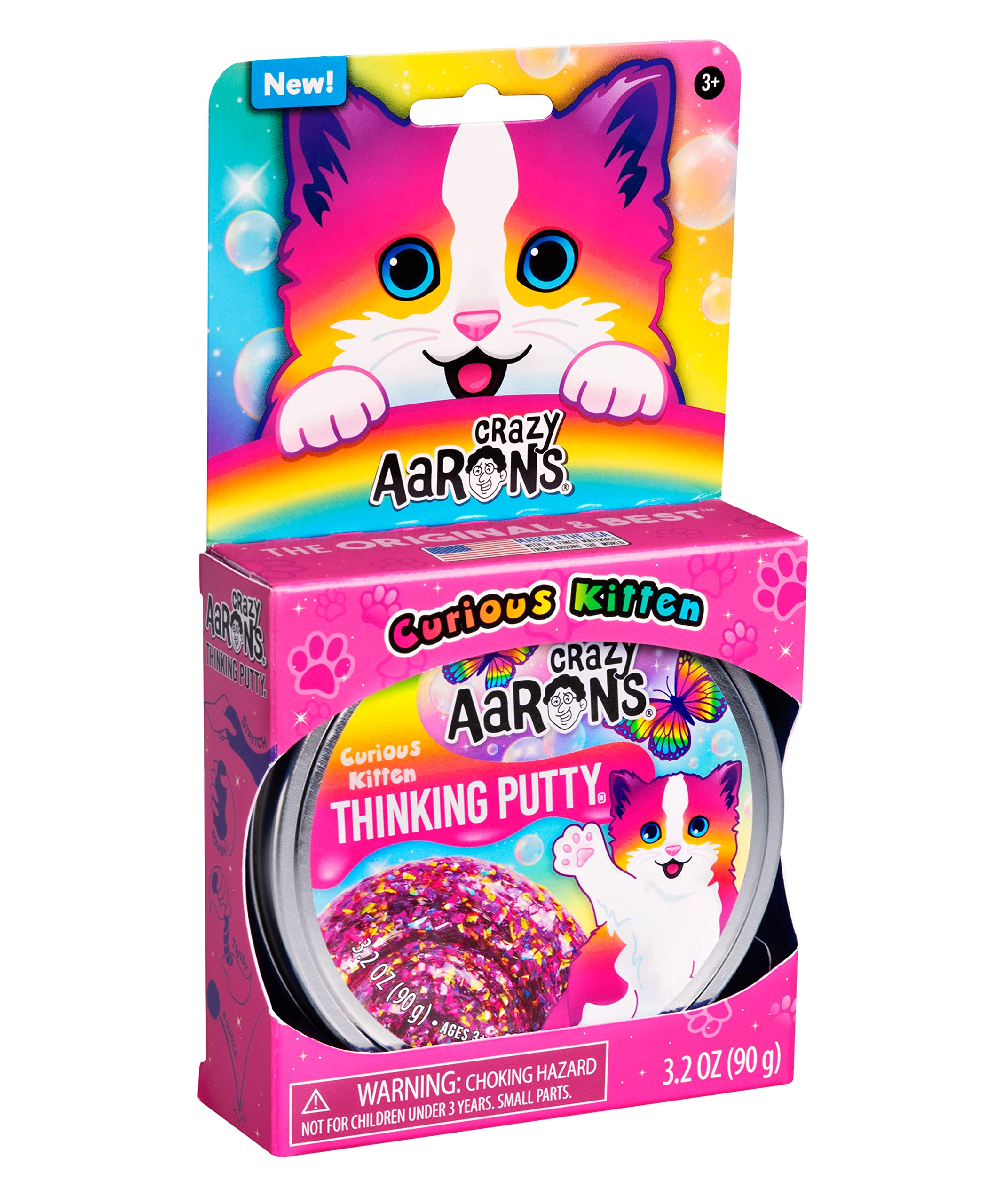 Crazy Aaron’s Putty Pets Curious Kitten Thinking Putty - Sensory Fidget Toy for Stress Relief, Anxiety & Focus - Perfect for Office, Classroom & Home Use