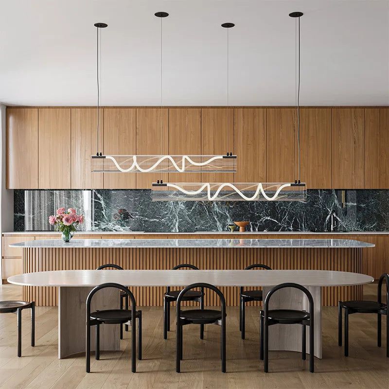 Modern Acrylic Long Tube LED Pendant Light for Kitchen Island - Dimmable Hanging Fixture with Warm White Light, Perfect for Dining Room, Bar Counter, and Home Decoration
