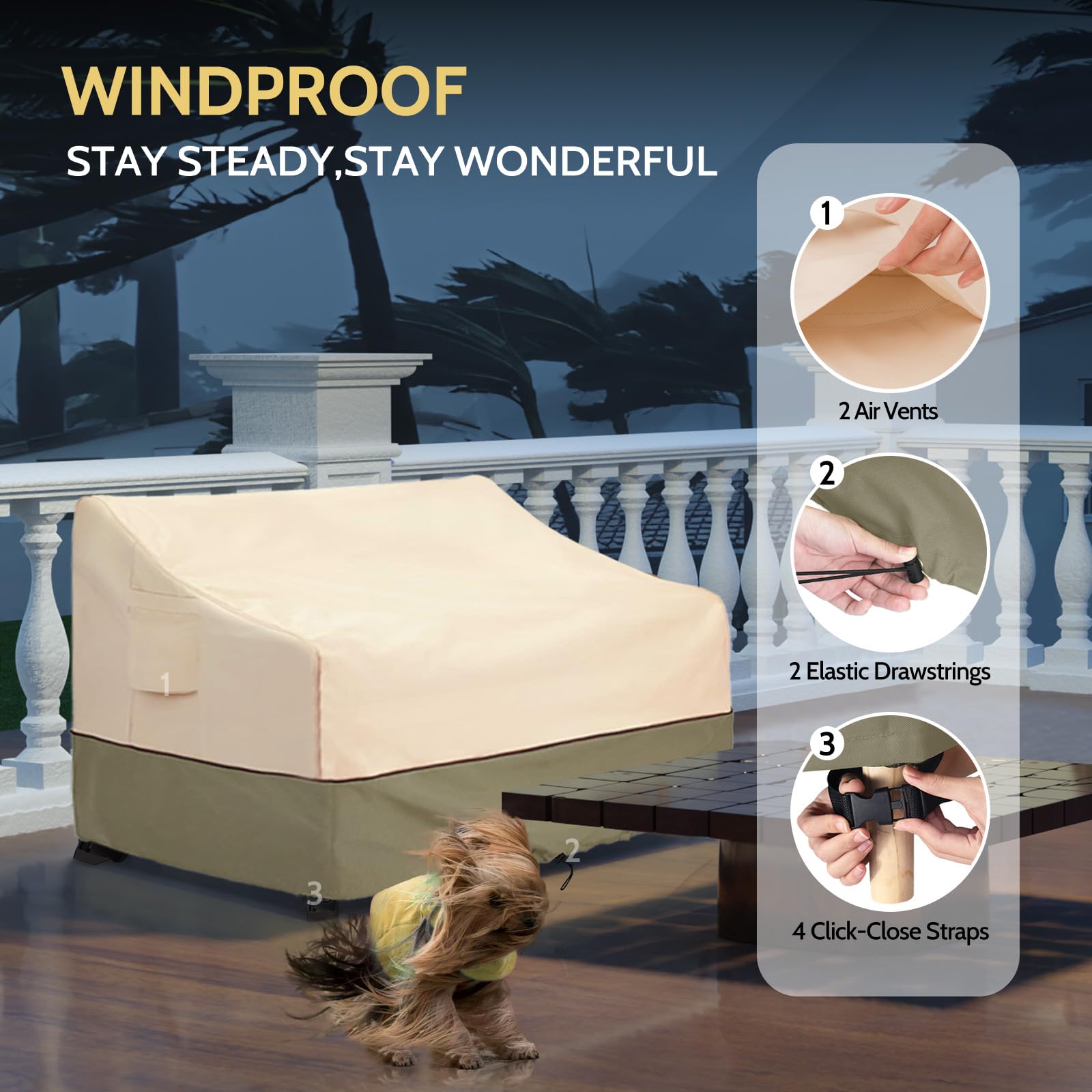 Waterproof Heavy Duty Patio Furniture Covers for Outdoor Sofa - Fits 87W x 37D x 35H Inches - All Weather Protection for Rain, Snow & Sun - Perfect for Backyard, Deck & Garden Furniture