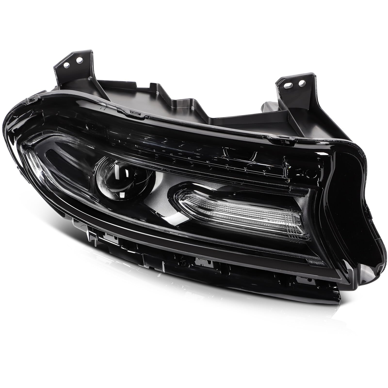 2015-2023 Dodge Charger Headlight Assembly - Black Housing & Clear Lens - Passenger Side Replacement - Perfect for Night Driving & Car Upgrades