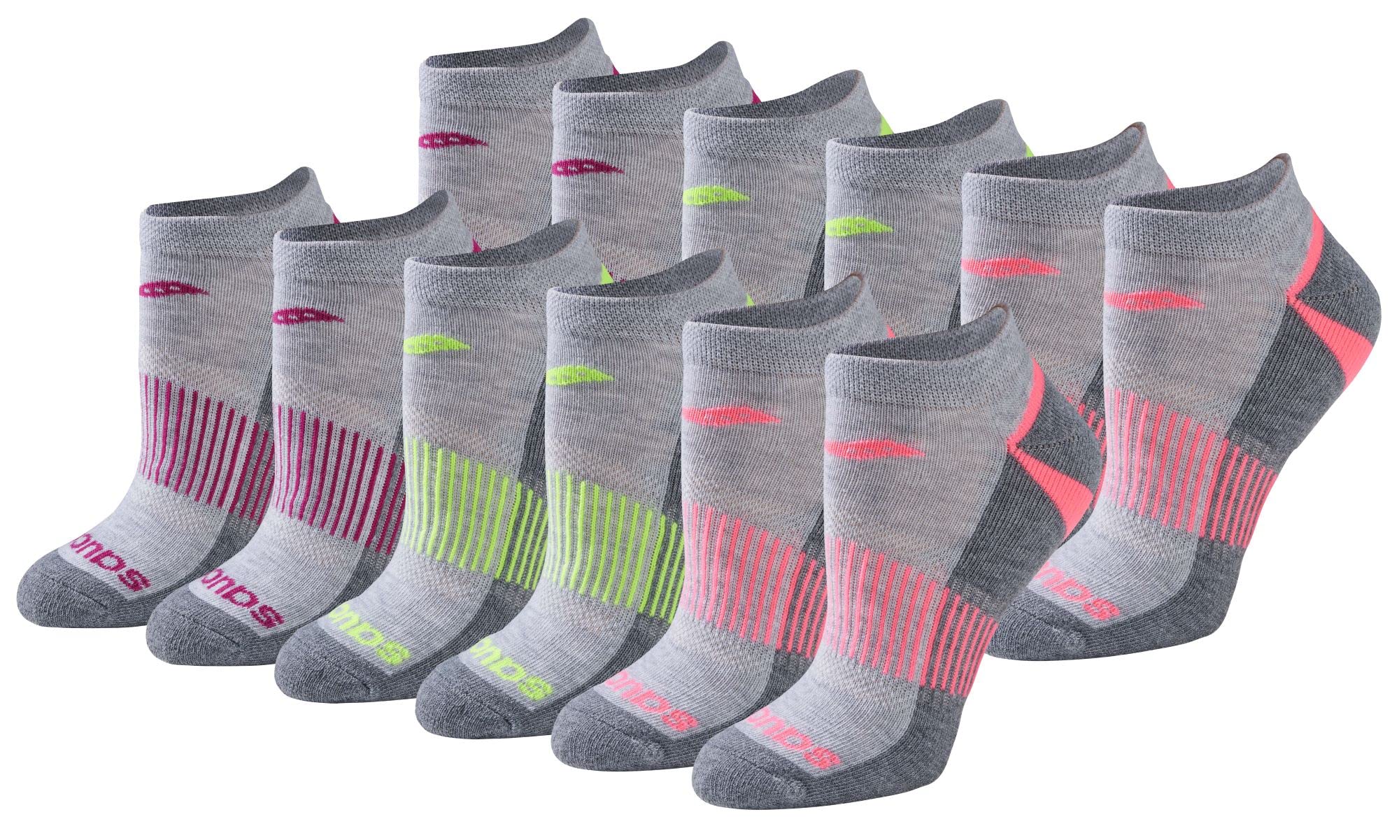 Saucony Women's RunDry Performance Selective Cushion Running Socks - 3 Pack (Multipack) for Marathon, Jogging & Workout - Moisture Wicking & Breathable Athletic Socks