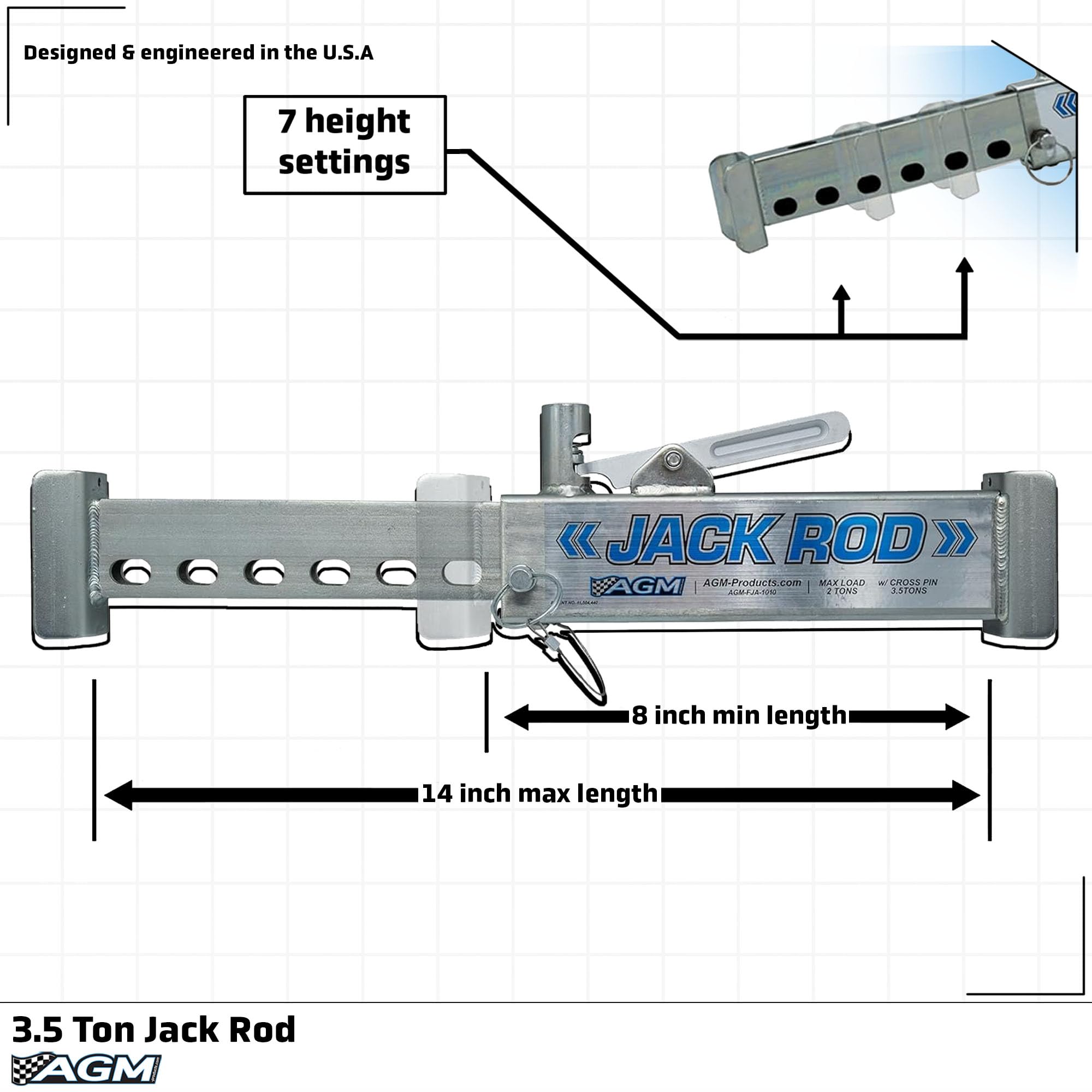 AGM Products Jack Rod - Heavy Duty 3.5 Ton Floor Jack Safety Tool with Auto-Lock | Easy Squeeze to Extend & Remove | Universal Fit for Cars, Trucks & SUVs (Jack Not Included) | Perfect for Garage Repairs & Emergency Roadside Assistance