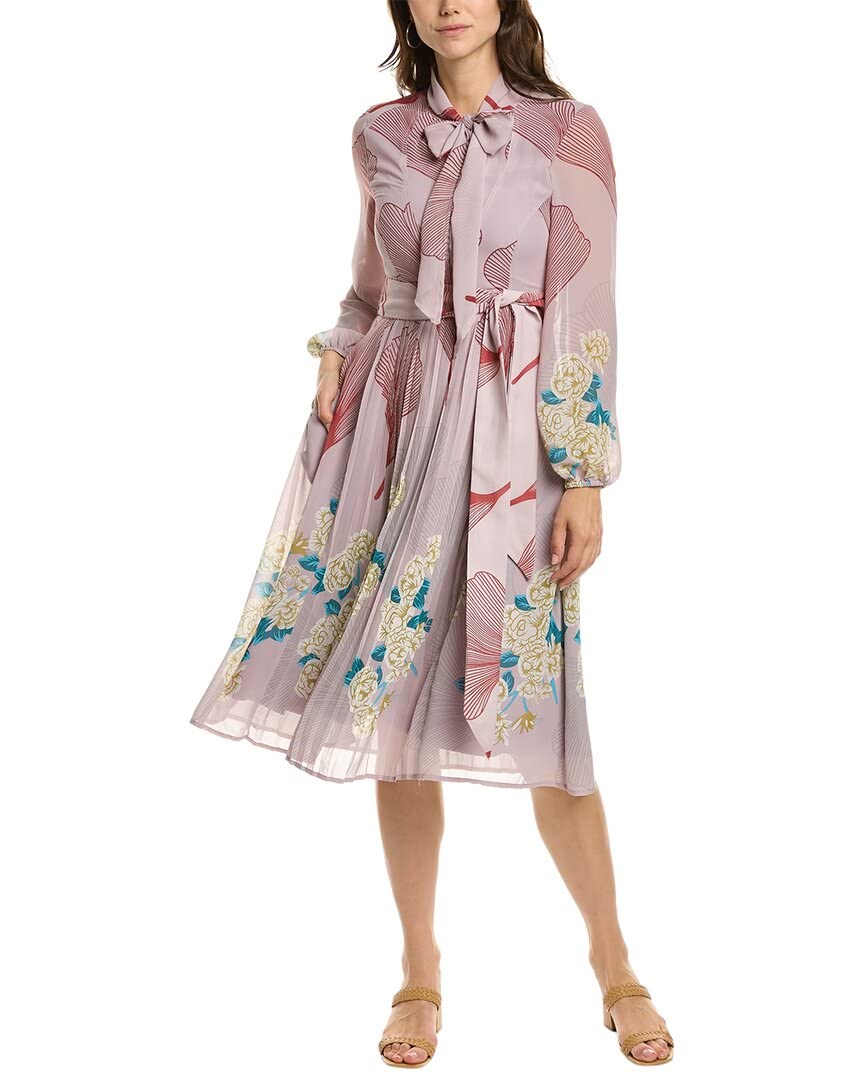 Gracia Bow Neck Midi Dress - Elegant Women's Floral Summer Dress for Wedding, Party & Date Night | Comfortable A-Line Flowy Dress with Bow Detail