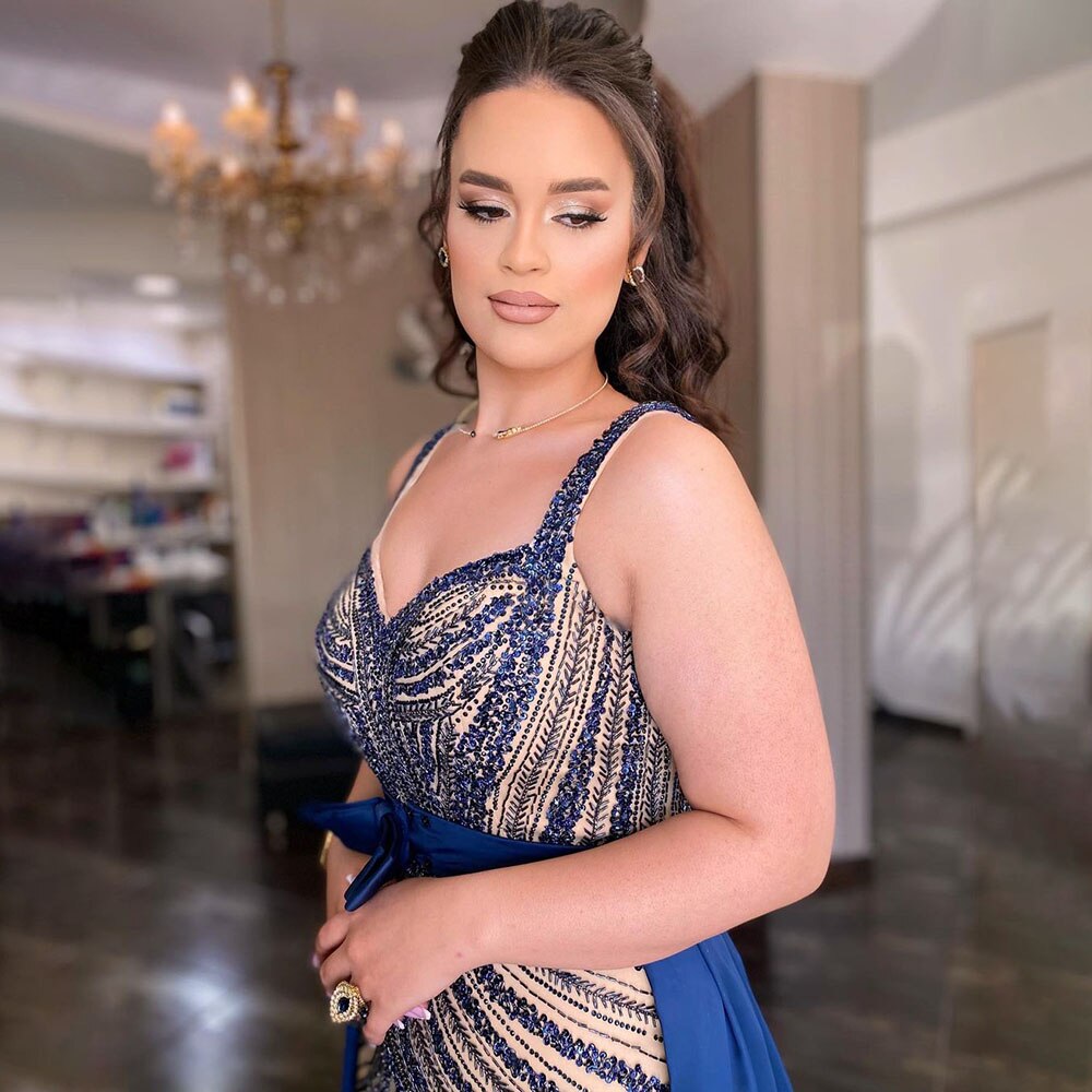 Serene Hill Sexy Blue Mermaid Evening Dress with Detachable Skirt & Beaded Sweetheart Neckline - Luxury Arabic Party Gown for Women 2025 LA71786 | Perfect for Formal Events, Weddings & Special Occasions