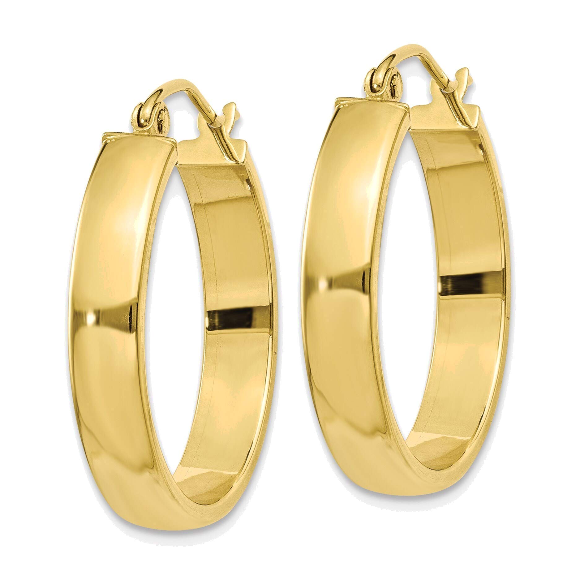 10K Yellow Gold Polished Hoop Earrings for Women - Classic Elegant Jewelry Gift for Everyday Wear, Parties & Special Occasions