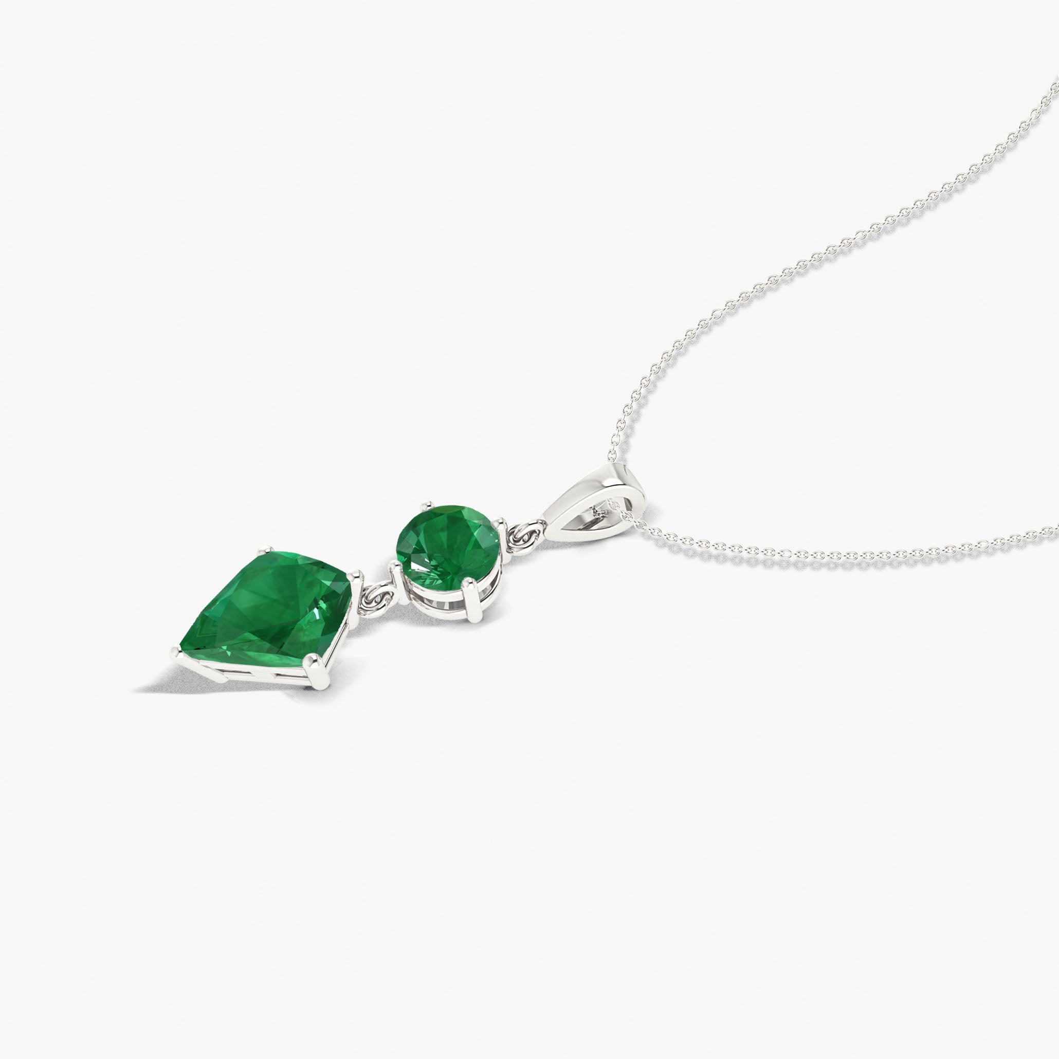 Lab Grown Emerald Pendant Necklace - Round & Kite Cut Green Gemstone Jewelry for Women, Gift for Her, Perfect for Weddings & Special Occasions