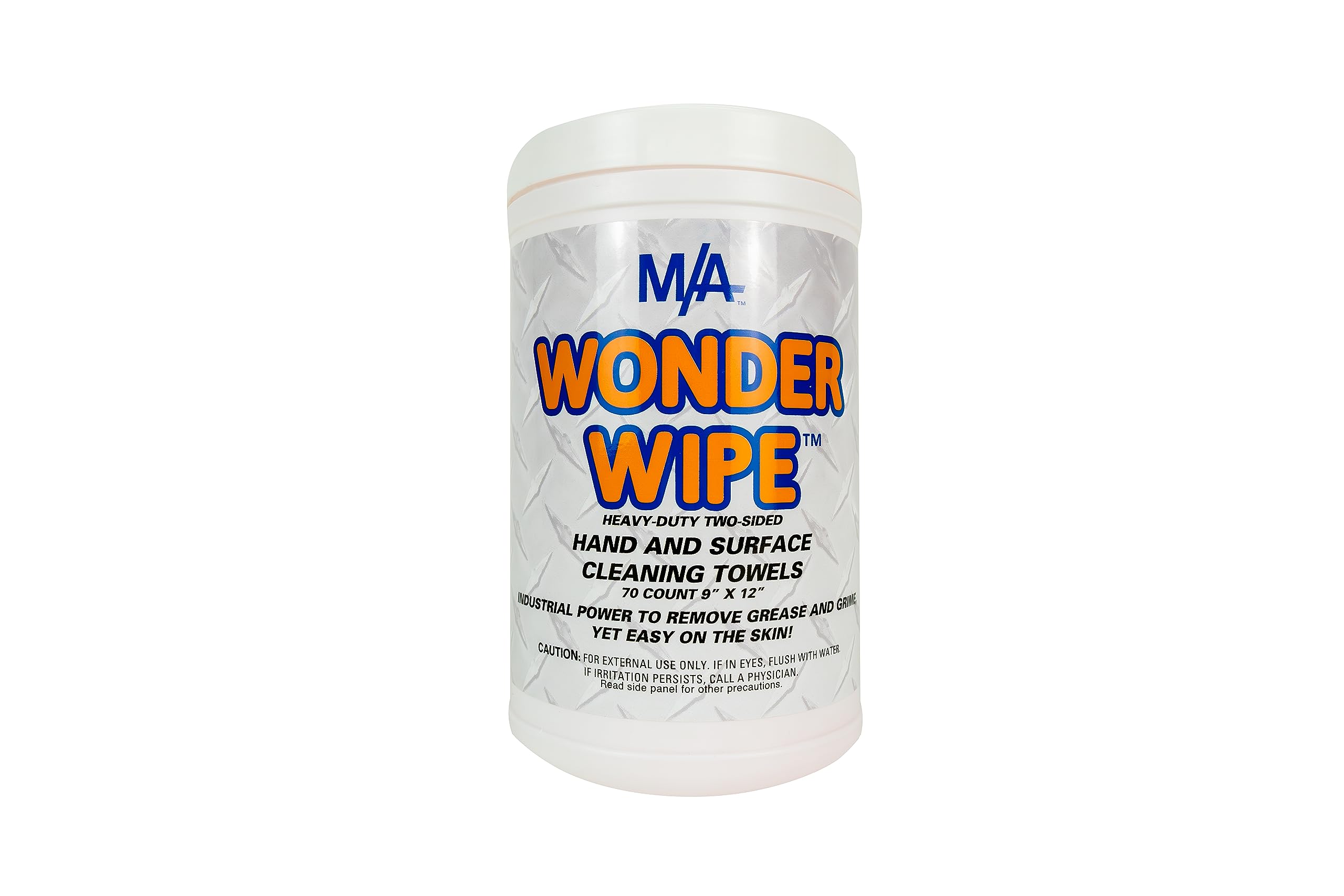 M/A Wonder Wipe - Heavy Duty Industrial Cleaning Wipes for Hands & Surfaces - Removes Grease, Oil, Grime - Mechanic's Wipes (70 Count Tub) - Perfect for Auto Shops, Garages, Workshops & Industrial Use