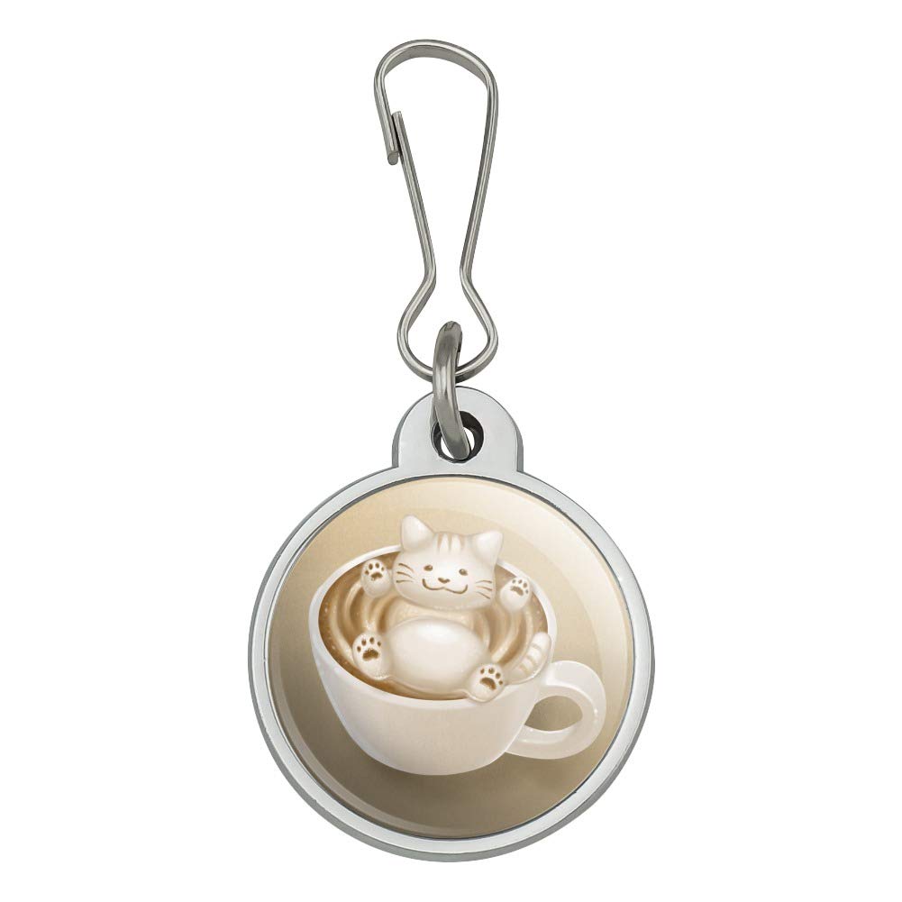 Foamy Cat Latte Art Zipper Pull Charm - Cute Animal Keychain for Handbags, Luggage & Backpacks | Perfect for Coffee Lovers & Pet Owners