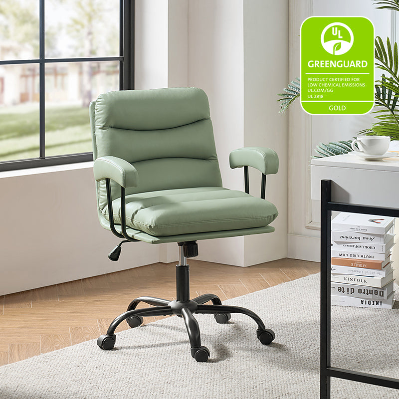 Anselm Modern Ergonomic Faux Leather Office Chair - Adjustable Swivel Desk Chair with Lumbar Support for Home & Office Workspace