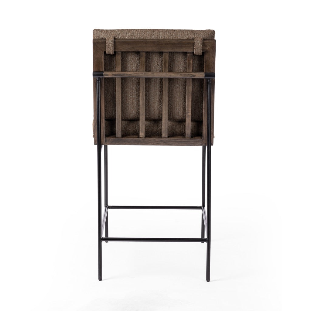 Fiqa Boucle Cocoa Crete Stool - Modern Accent Stool for Living Room, Bedroom, or Entryway Decor