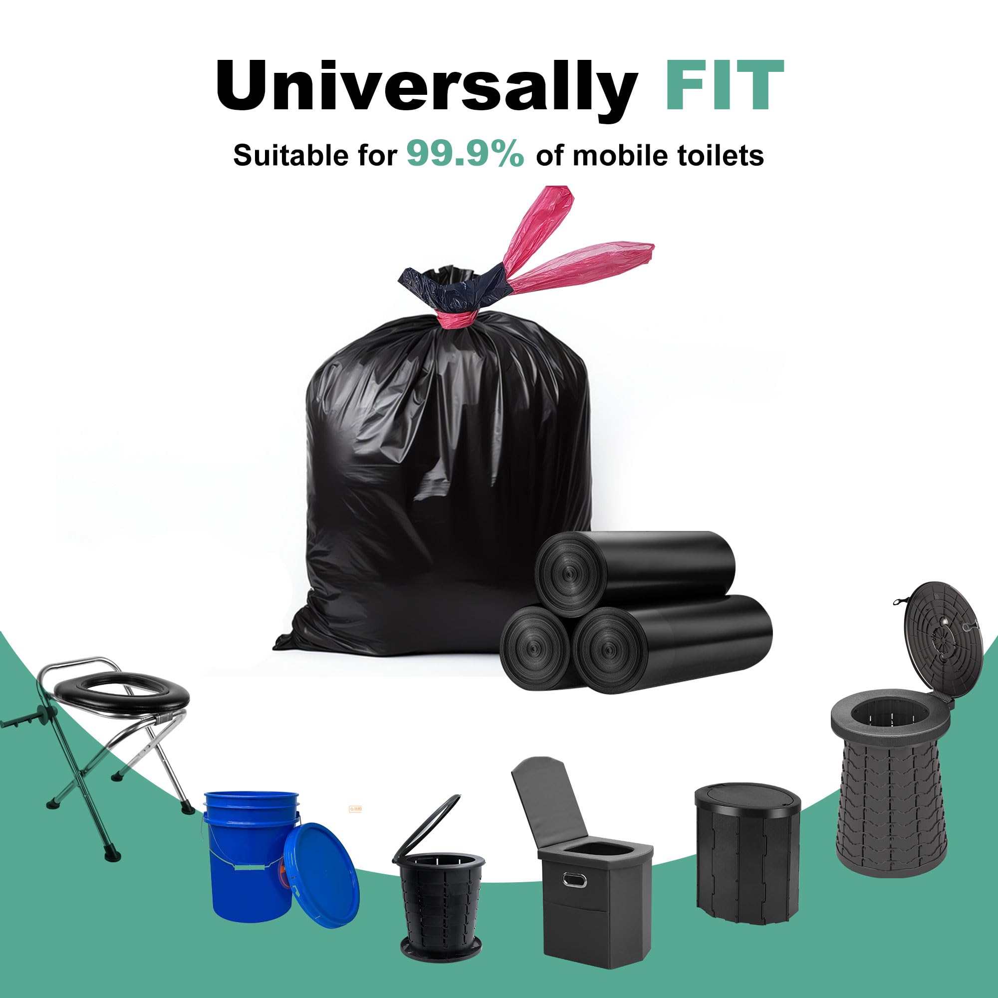 8 Gallon Portable Toilet Bags with Drawstring - Leak-Proof Camping Toilet Waste Bags for Hiking, Travel, Emergency & Outdoor Activities - Ideal for Camping Trips, Road Trips & Disaster Preparedness Kits