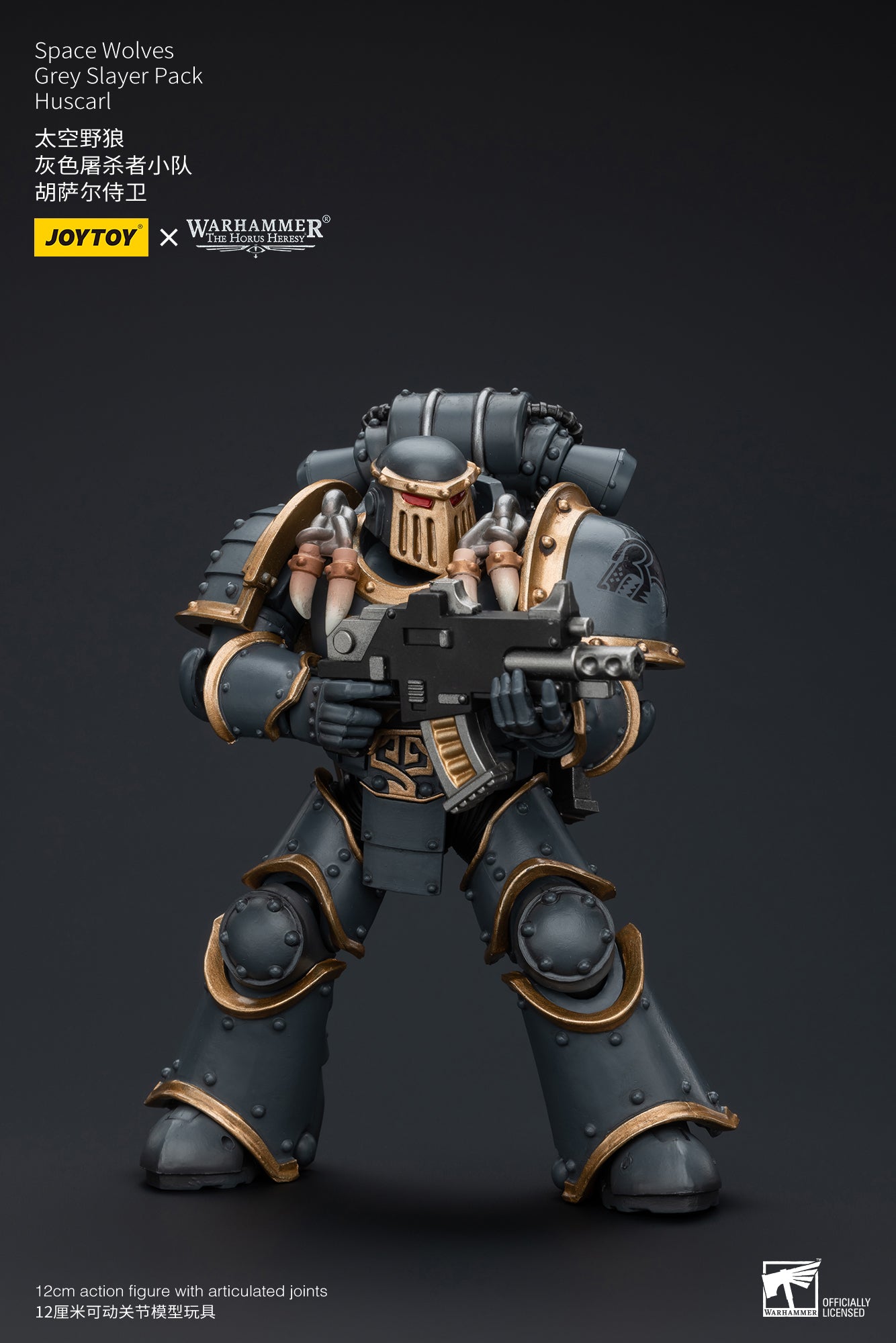 JOYTOY 1/18 Scale Warhammer The Horus Heresy Space Wolves Grey Slayer Action Figure Pack - Collectible Model for Display, Gaming & Warhammer 40K Battle Scenes