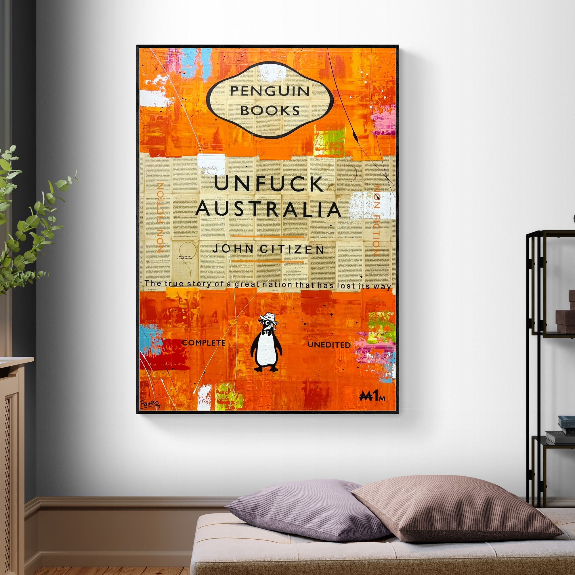 Say G'day 140cm x 100cm Australiana Urban Pop Art Canvas Painting - Perfect for Book Club Decor, Living Room Wall Art & Australian-Themed Interior Design