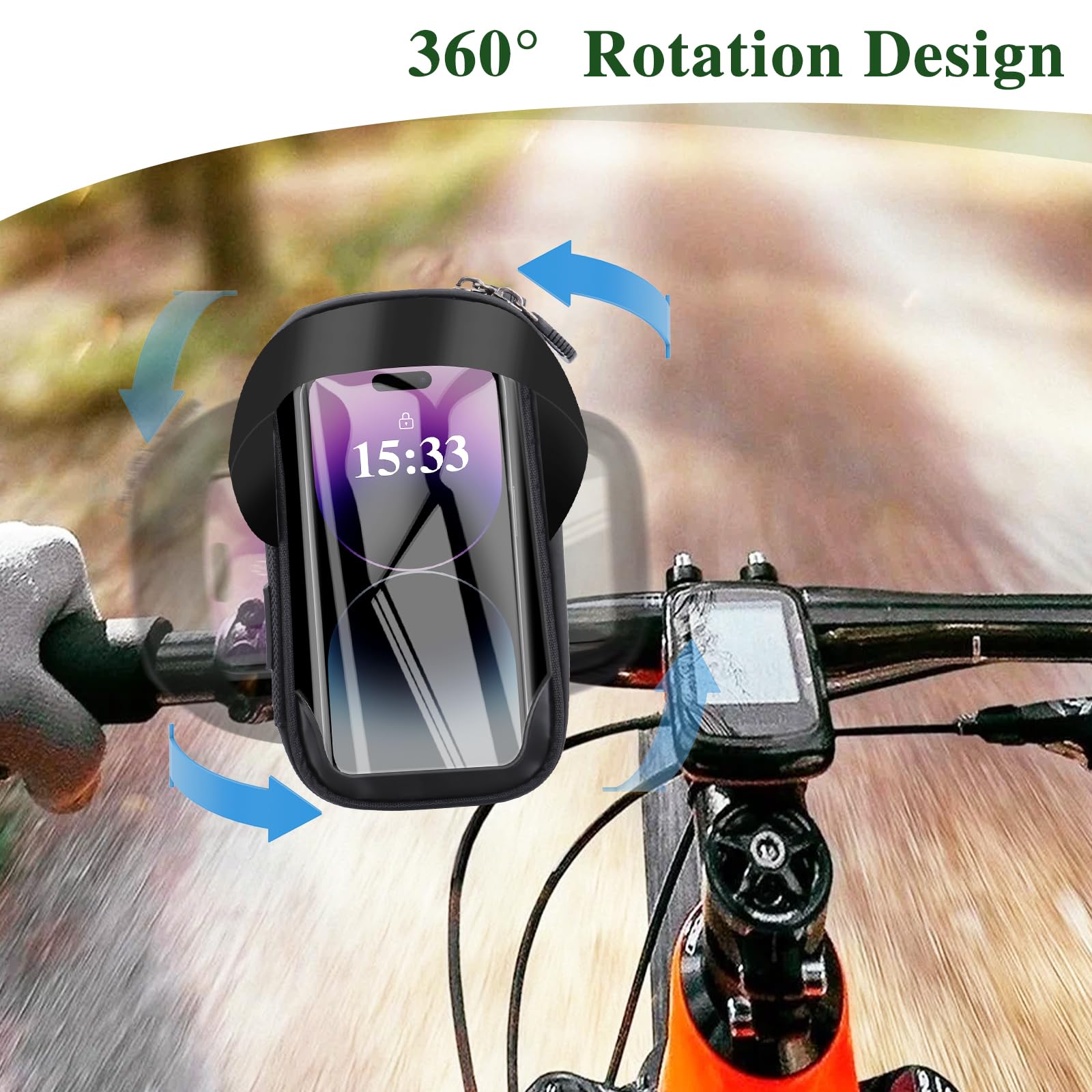 UKOFEW Waterproof Bike Phone Holder - 360° Rotatable Bicycle Mount for Smartphones up to 6.4 Inches - Perfect for Cycling, Commuting & Outdoor Adventures