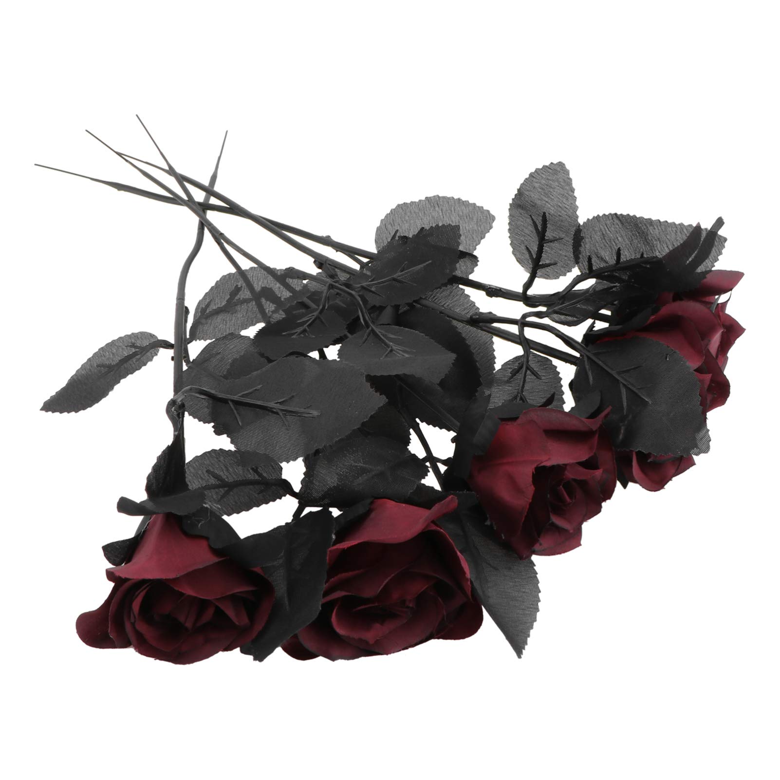 15 Pcs Artificial Black Rose Garland - Faux Gothic Wedding Decor, Silk Flower Bouquet for Home, Party & Halloween Accent | Perfect for Wedding Centerpieces, Gothic Home Decor, Halloween Party Decorations