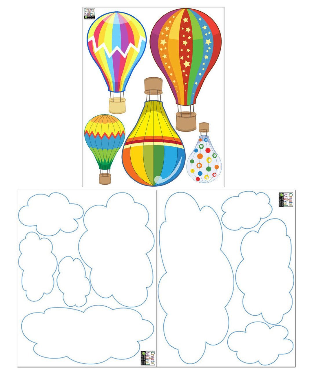 Hot Air Balloon & Cloud Wall Decals - Removable Nursery Decor for Kids Room, Baby Shower, Classroom - Perfect for Birthday Parties & Themed Bedrooms