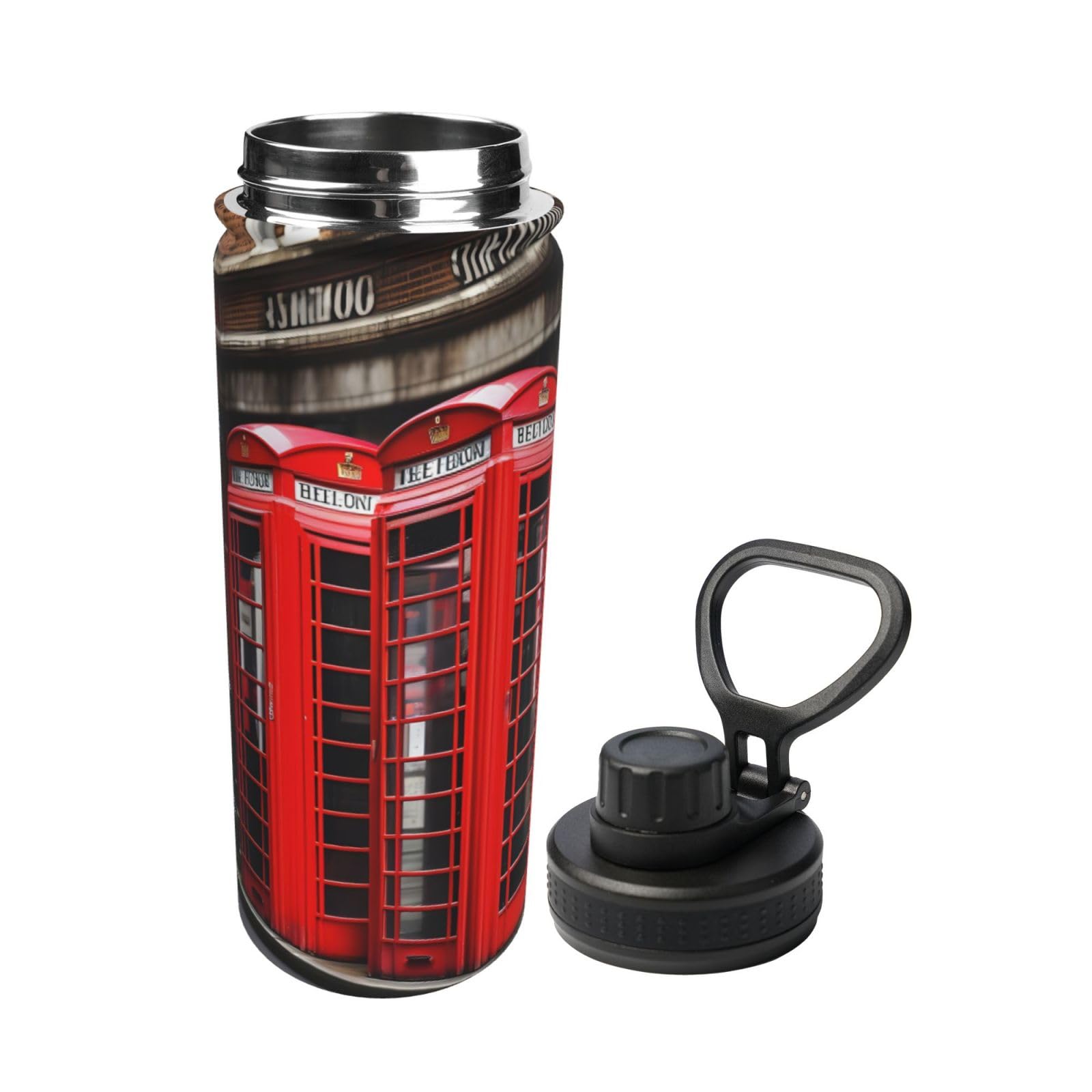 GaxfjRu Insulated Stainless Steel Water Bottle 510ml - Outdoor Sports & Travel Thermos for Hiking, Cycling & Camping - Perfect for London Phone Booth Enthusiasts
