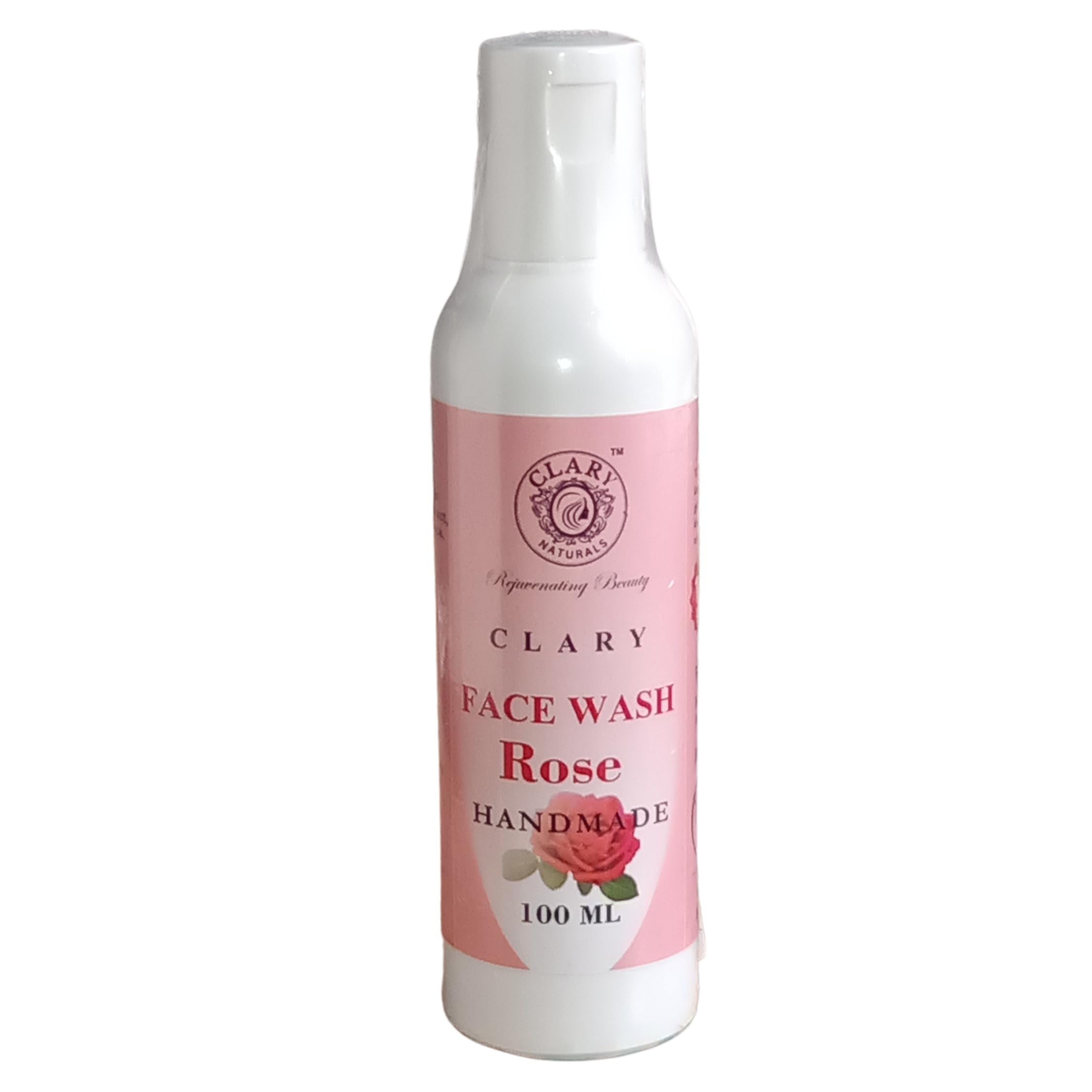 Clary Naturals Rose Moisturizing Face Wash - Sulfate & Paraben Free, Natural Cleanser for Men & Women (100ml) | Gentle Daily Cleansing for Dry & Sensitive Skin