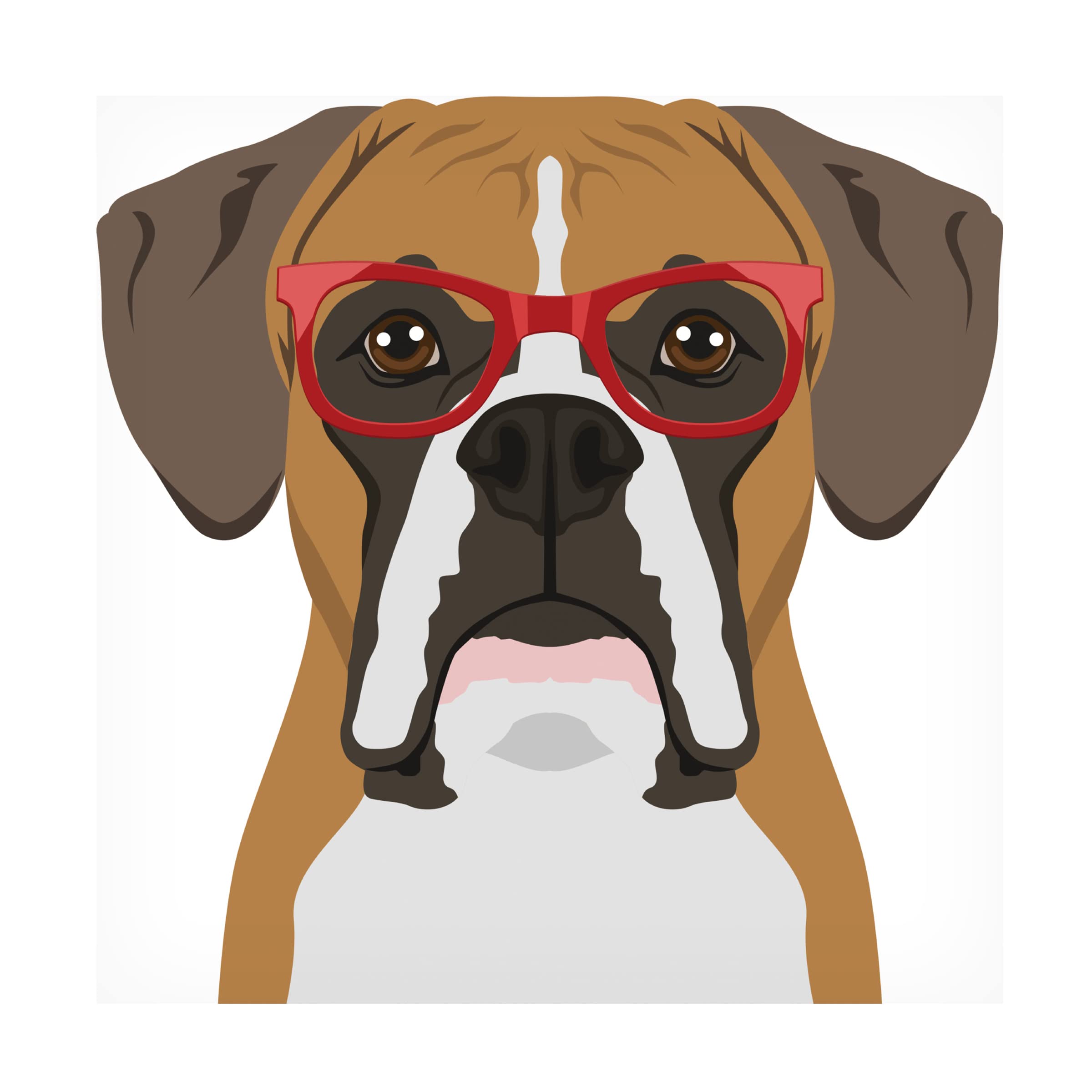 Boxer Wearing Hipster Glasses Canvas Wall Art Print - Modern Home Decor for Living Room, Bedroom & Office | Premium Quality Fine Art by Trademark
