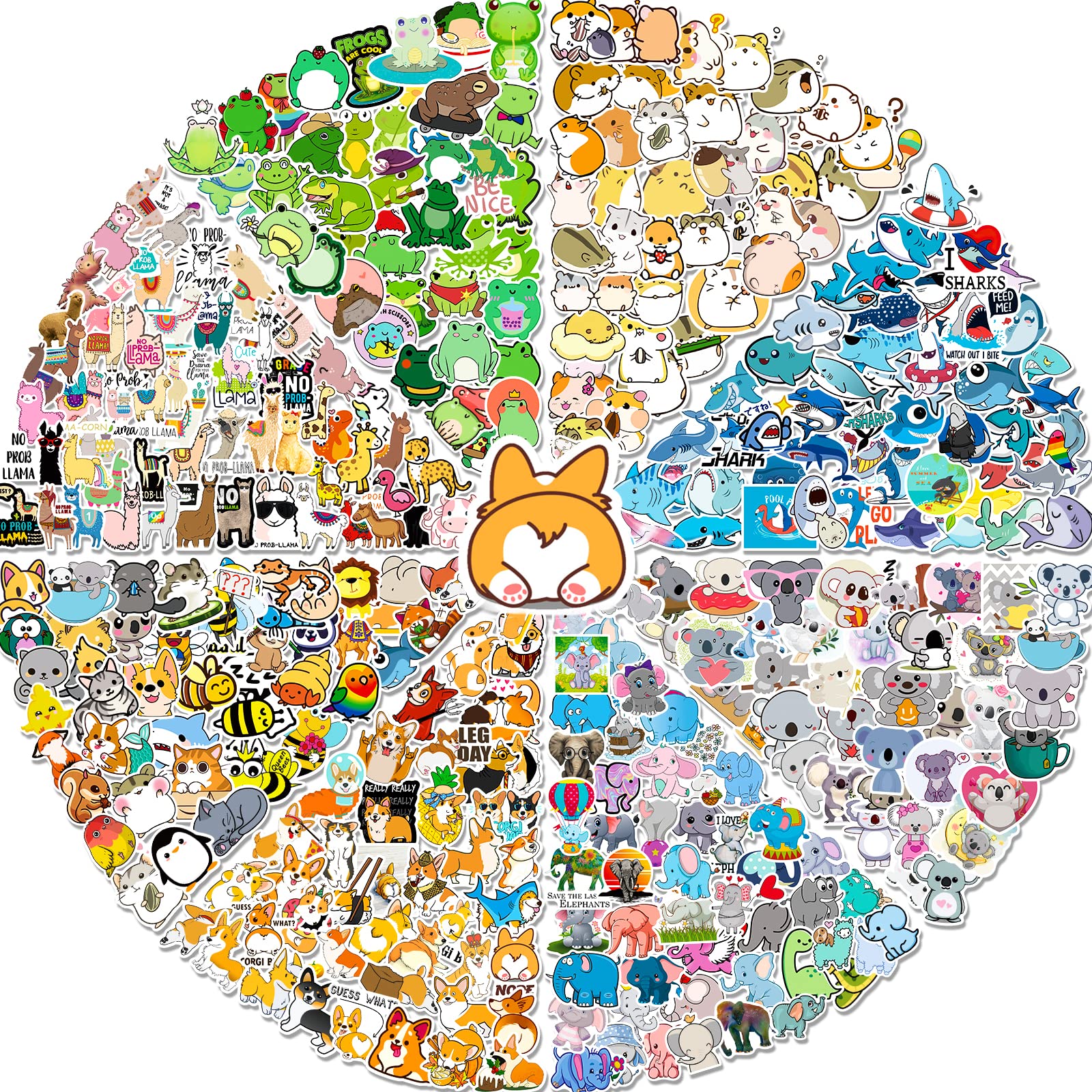 600 PCS Cute Animal Stickers Pack - Durable Vinyl Waterproof Stickers for Water Bottles, Skateboards, Laptops & Notebooks - Colorful Decals for Teens, Kids & Adults - Perfect for School, Office & DIY Crafts