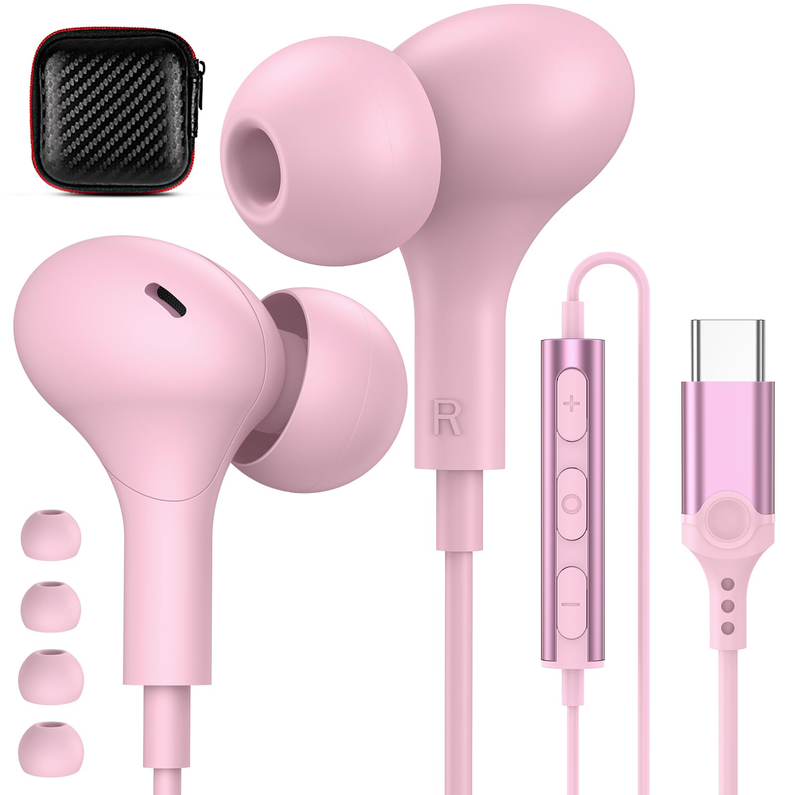USB C Wired Headphones with Microphone - Noise Isolation In-Ear Earphones Compatible with iPhone 15/16 Plus, Samsung Galaxy S20/S21/S22/S23/S24/Ultra/FE, iPad 10th Gen, Google Pixel & OnePlus - Perfect for Gaming, Workouts & Commuting