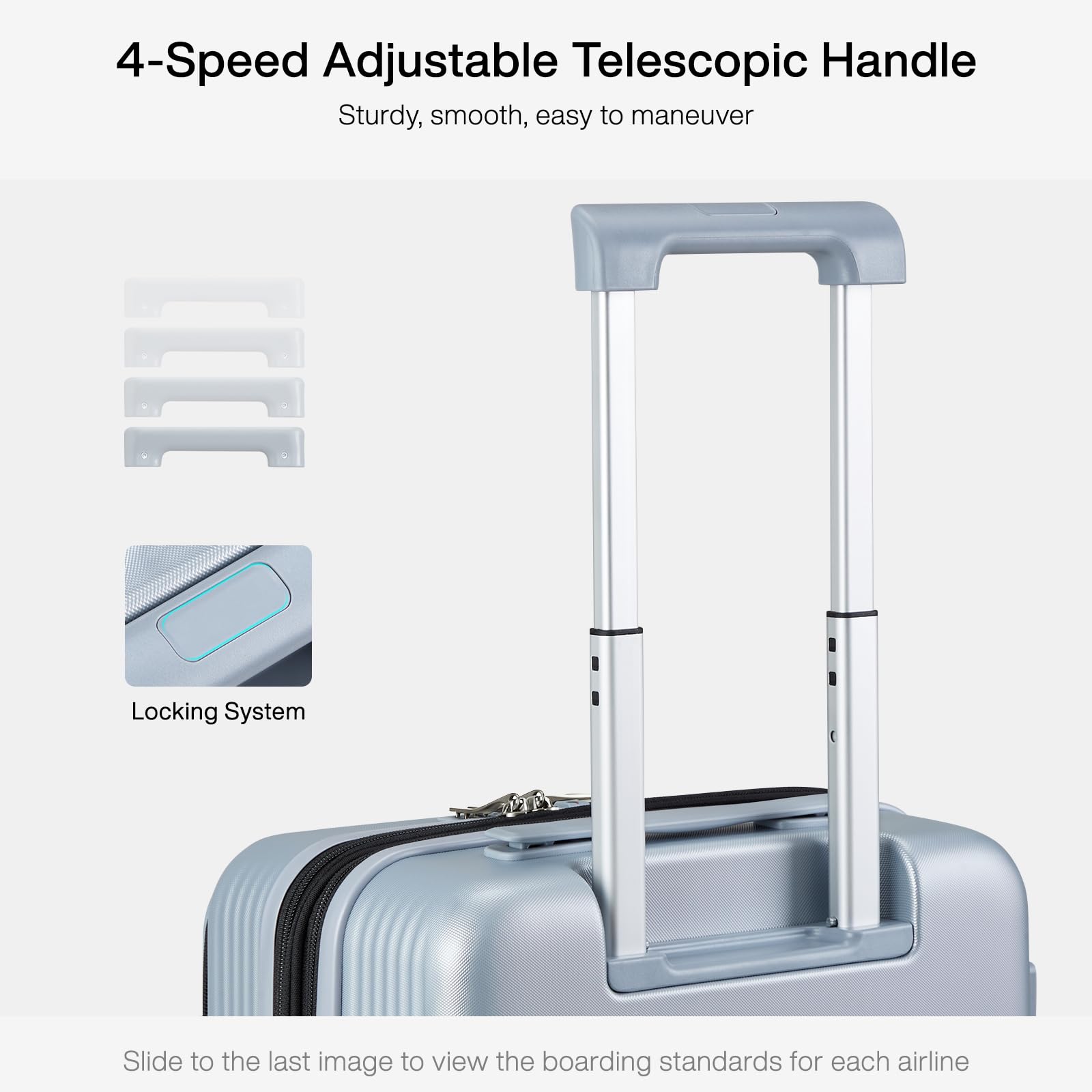 Expandable 20 Inch Hardshell Carry-On Suitcase with Wheels - Airline Approved Lightweight Luggage for Business Travel & Short Trips (Grey) - Perfect for Weekend Getaways & Business Meetings