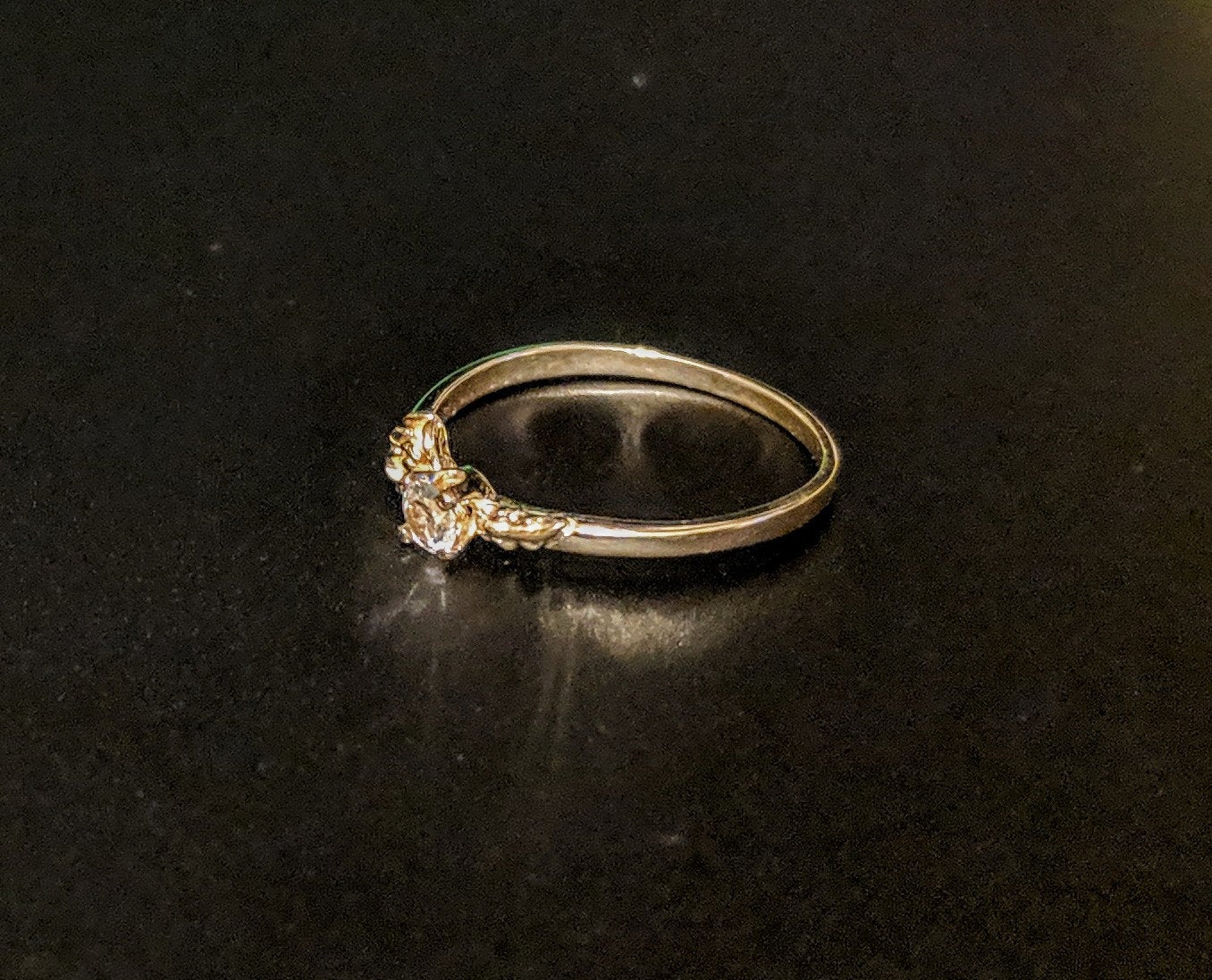 Natural Sapphire Promise Ring - Solid Yellow or White Gold with Rose & White Sapphire Accents | 14K 675 Fine Jewelry | Petite Engagement Ring for Women | Perfect for Proposals, Anniversaries & Special Occasions