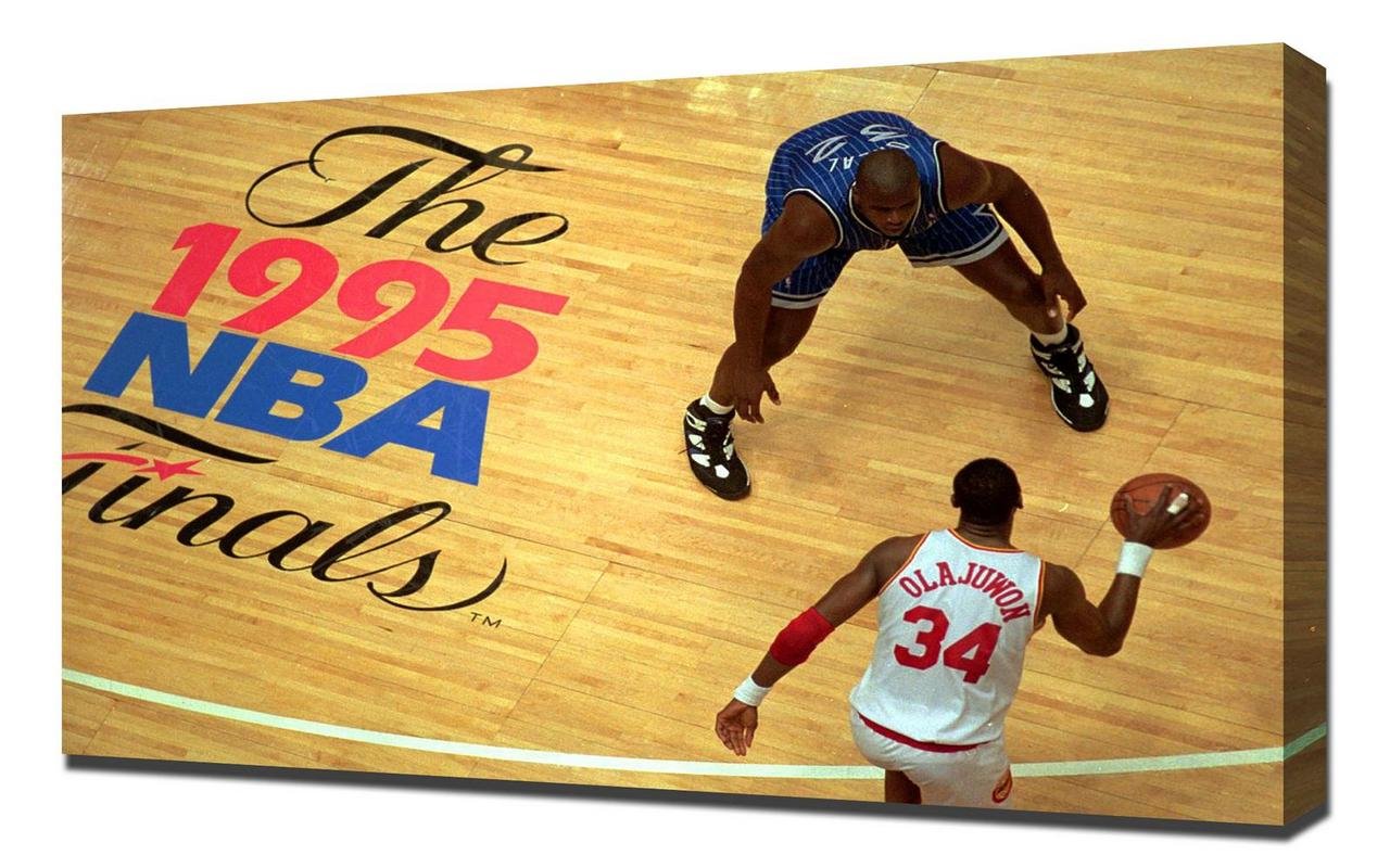 NBA Hakeem Olajuwon Wall Art - Premium Canvas Print for Home & Office Decor - Framed Sports Poster Gift for Basketball Fans - Perfect for Living Room, Game Room & Man Cave