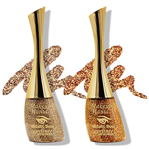 Metallic Shine Glitter Eyeliner - Gold Yellow & Yellow Gold Makeup (Shade 17-21) | Long-Lasting Waterproof Eye Liner for Party, Festival & Special Occasion Makeup
