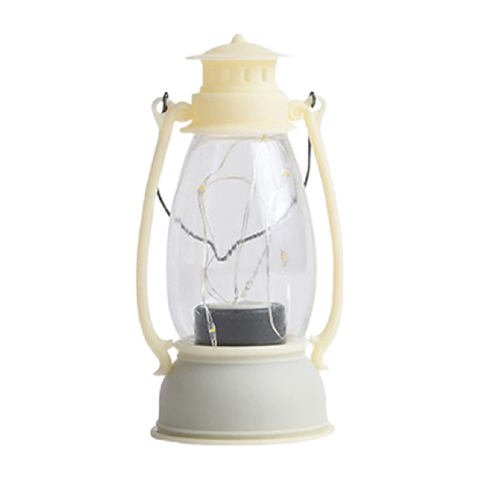 Meideli LED Vintage Lantern - Flameless Hanging Lamp & Table Centerpiece with Tea Light Candles, PP Material Beige Lantern for Halloween Christmas Party Decor | Indoor Outdoor Wedding Garden Patio Decorations