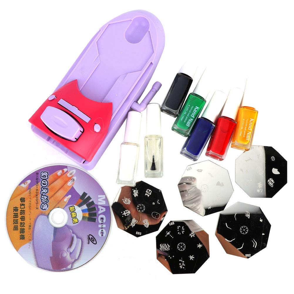Professional Nail Art Stamping Kit with 5 Steel Plates - DIY Manicure Printer for Salon-Quality Nail Designs | Perfect for Home Use, Parties & Gift Giving