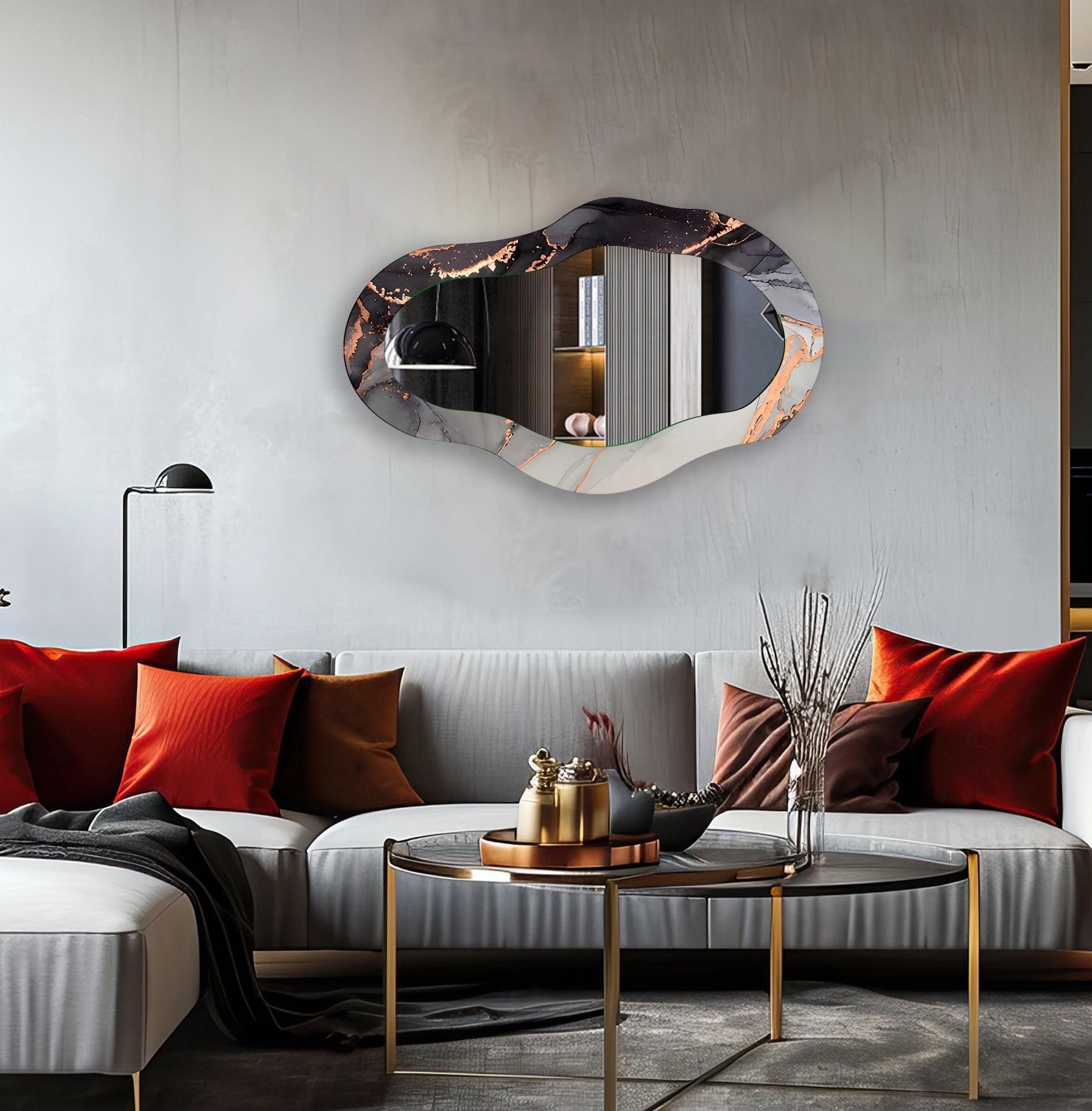 Stylish Black and White Wall Mirror for Living Room - Elegant Home Decor for Modern Interiors | Perfect for Hallway, Bedroom, and Entryway Decor