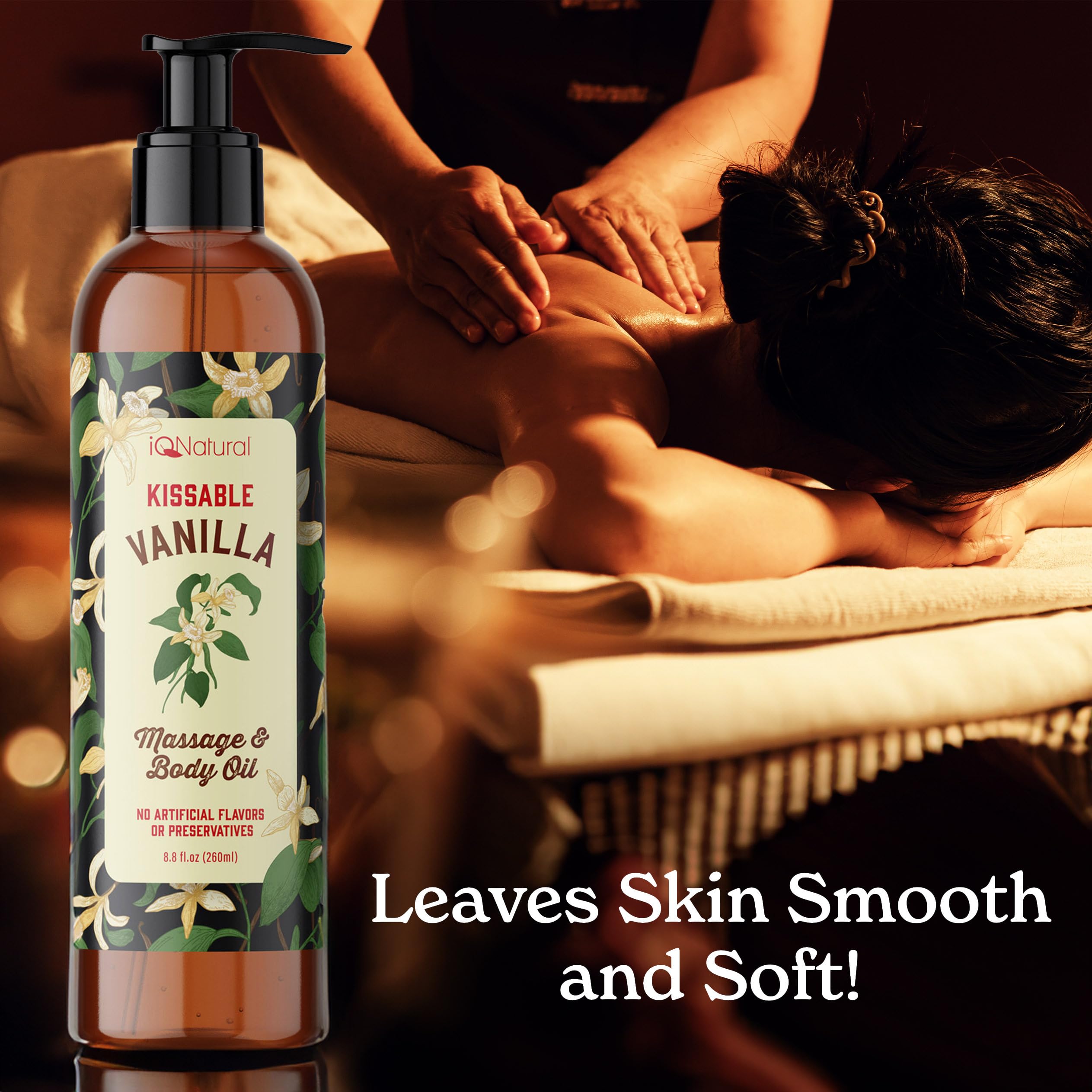Edible Massage Oil for Couples - Warming & Sensual Body Massage Oil for Intimacy & Relaxation - 8oz (237ml) - Perfect for Date Nights, Massage Therapy & Romantic Evenings