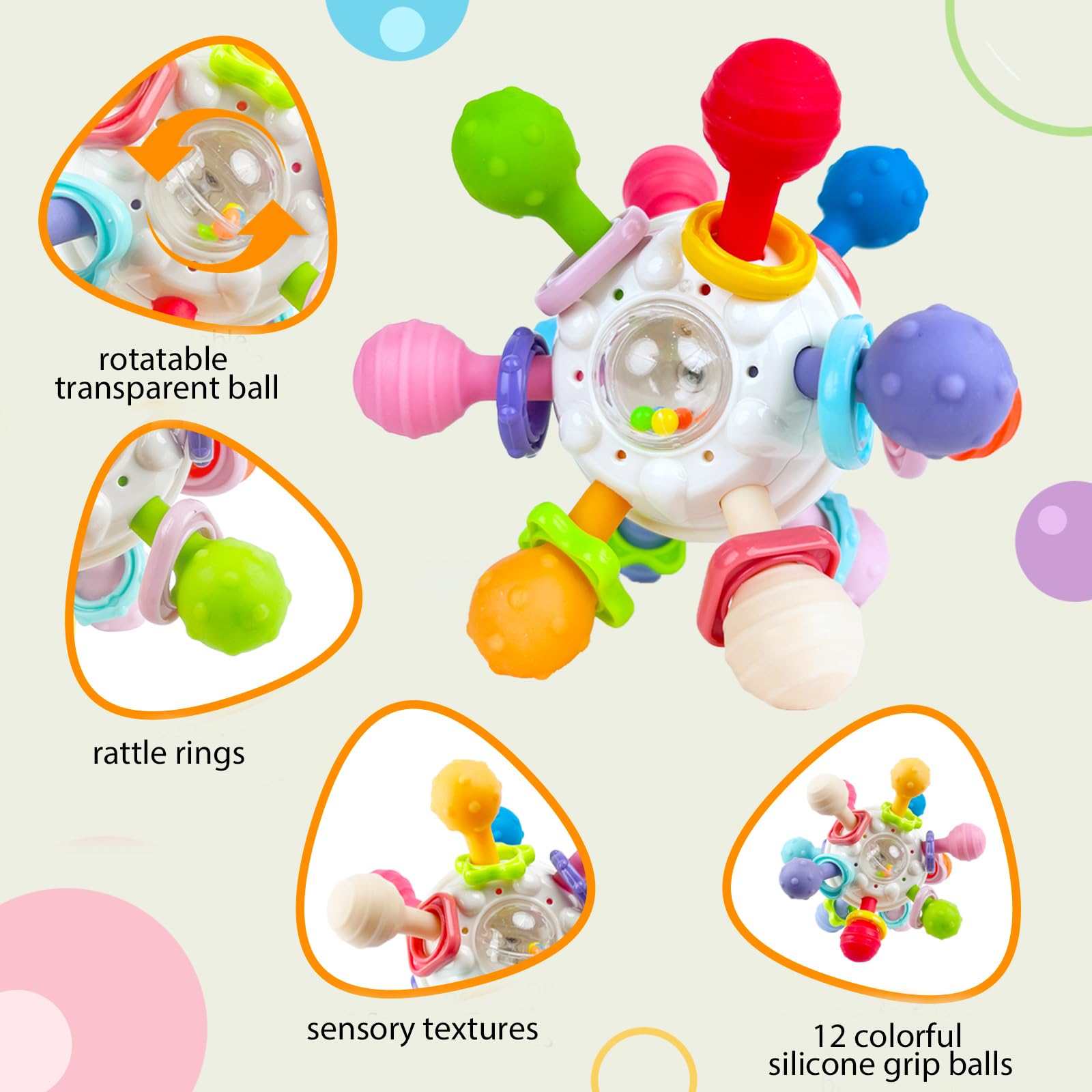 Montessori Baby Toys for 0-12 Months - Safe Teething Toys & Developmental Infant Gifts for Boys & Girls (0-3, 6, 9, 12 Months) - Newborn Essentials Must Haves - Perfect for Early Learning & Soothing Sore Gums at Home or Travel