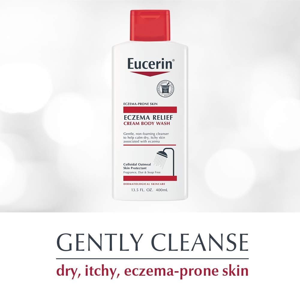 Eucerin Eczema Relief Cream Body Wash with Colloidal Oatmeal, Ceramide-3 & Licorice Root Extract - 13.5 Fl Oz - Soothing Wash for Dry, Itchy Skin - Ideal for Adults & Kids with Eczema, Dermatitis or Sensitive Skin