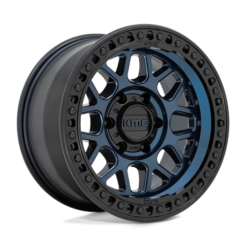 KMC Wheels KM549 18x9 6x135 Matte Black & Blue Off-Road Wheels - 18mm Offset (KM54989063918) | Perfect for Jeep Wrangler, Ford F-150 & Truck Customization