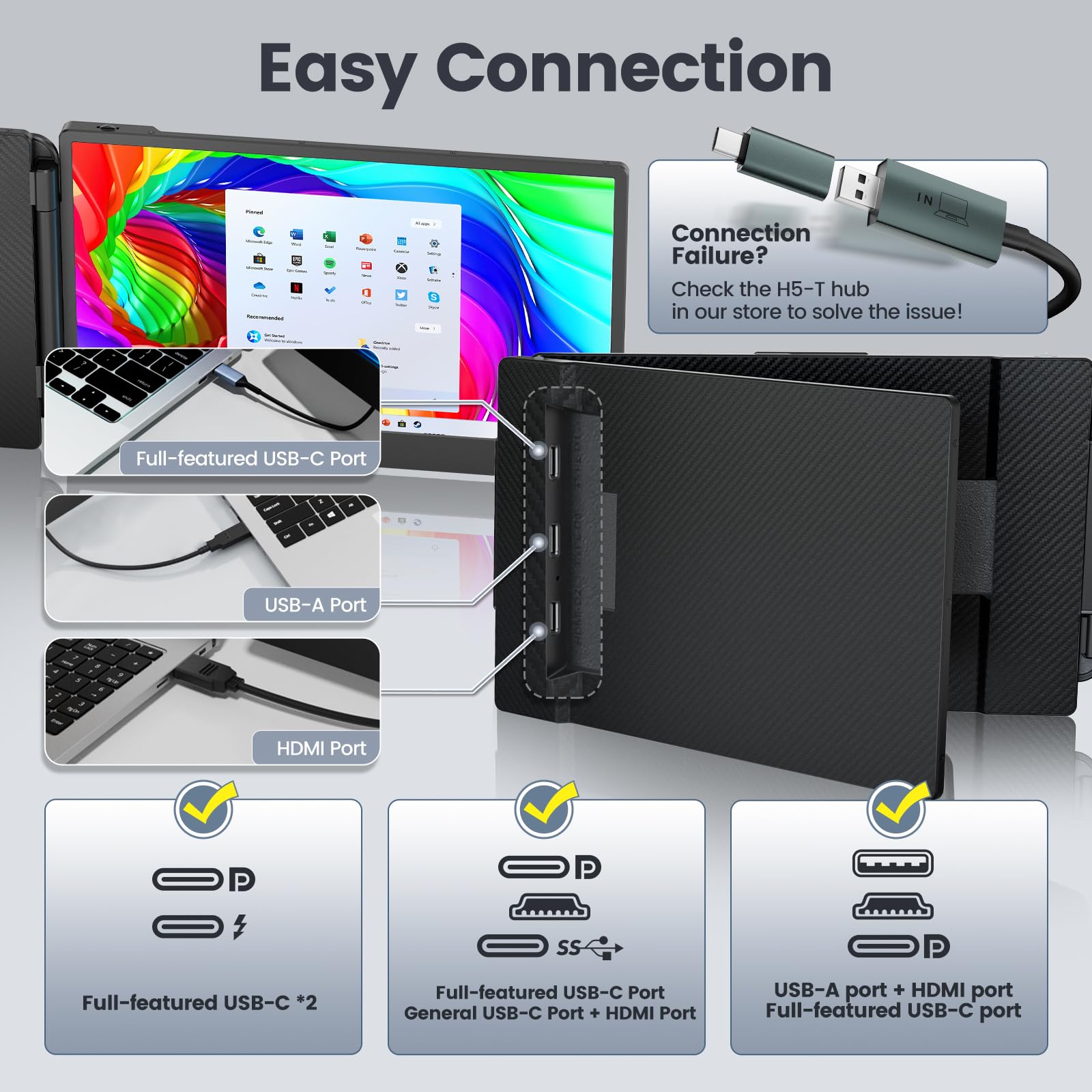 Teamgee 14” Portable Monitor for Laptop - Full HD with Speakers & Kickstand, Perfect for Work & Gaming