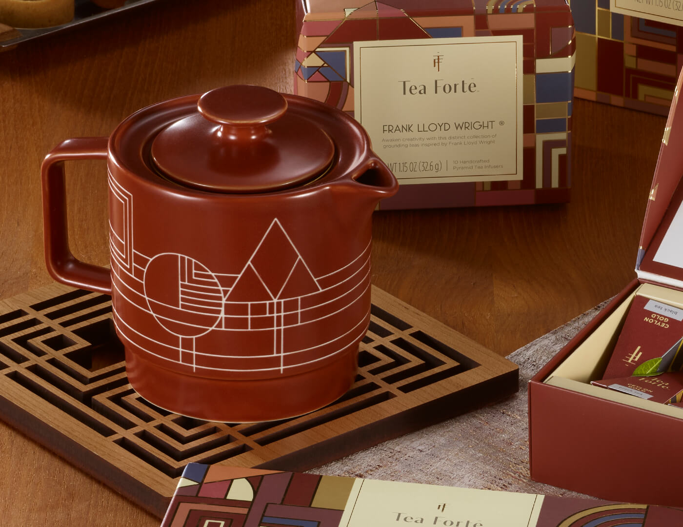 Frank Lloyd Wright Terra Teapot with Removable Infuser - Premium Ceramic Teapot for Loose Leaf Tea - Perfect for Home, Office & Tea Ceremonies