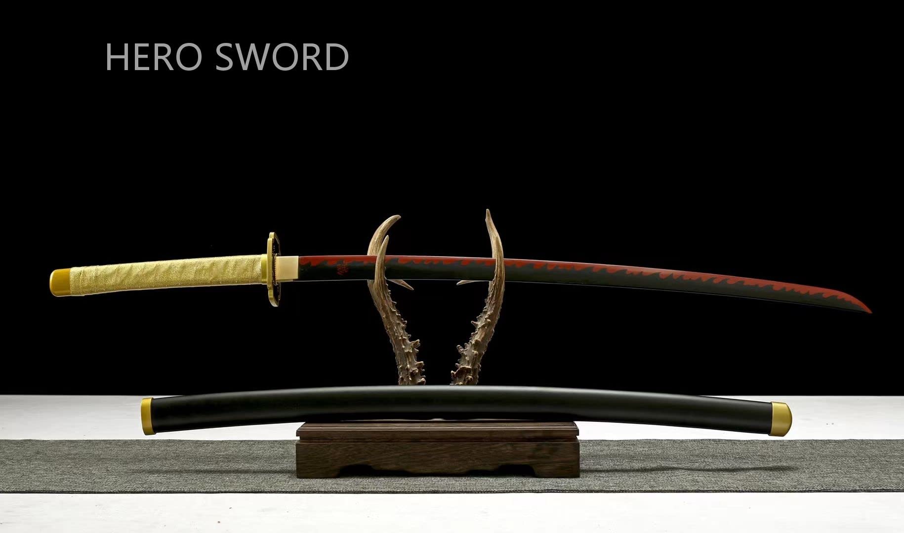 Handmade Demon Slayer Katana Sword - 1060 Carbon Steel Full Tang Samurai Sword with Sharp Blade - Japanese Anime Cosplay Weapon for Collectors & Martial Arts Training - Perfect for Cosplay, Display, and Anime Enthusiasts