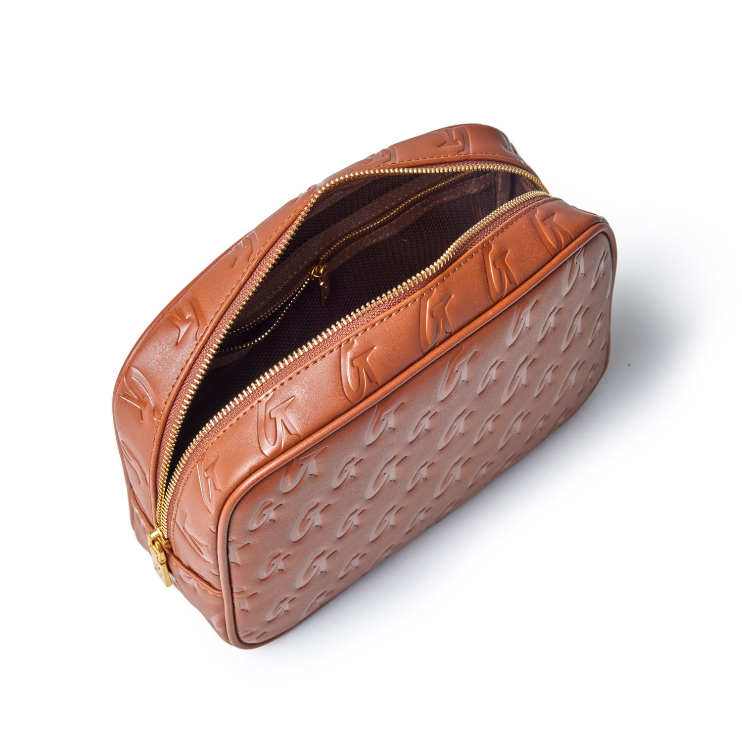 Personalized Monogram Toiletry Bag for Travel - Brown Leather Cosmetic Case | Perfect for Gym, Vacation & Weekend Getaways