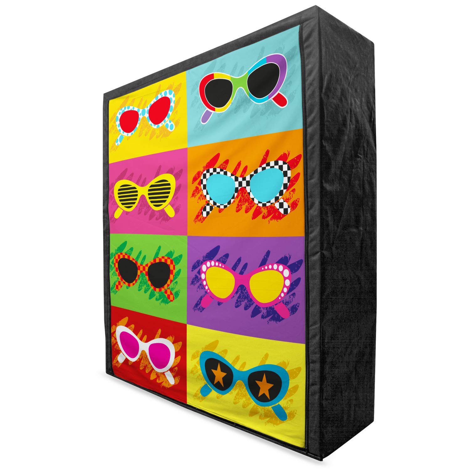 Ambesonne 70s Style Portable Fabric Wardrobe Closet with Shelves - 59