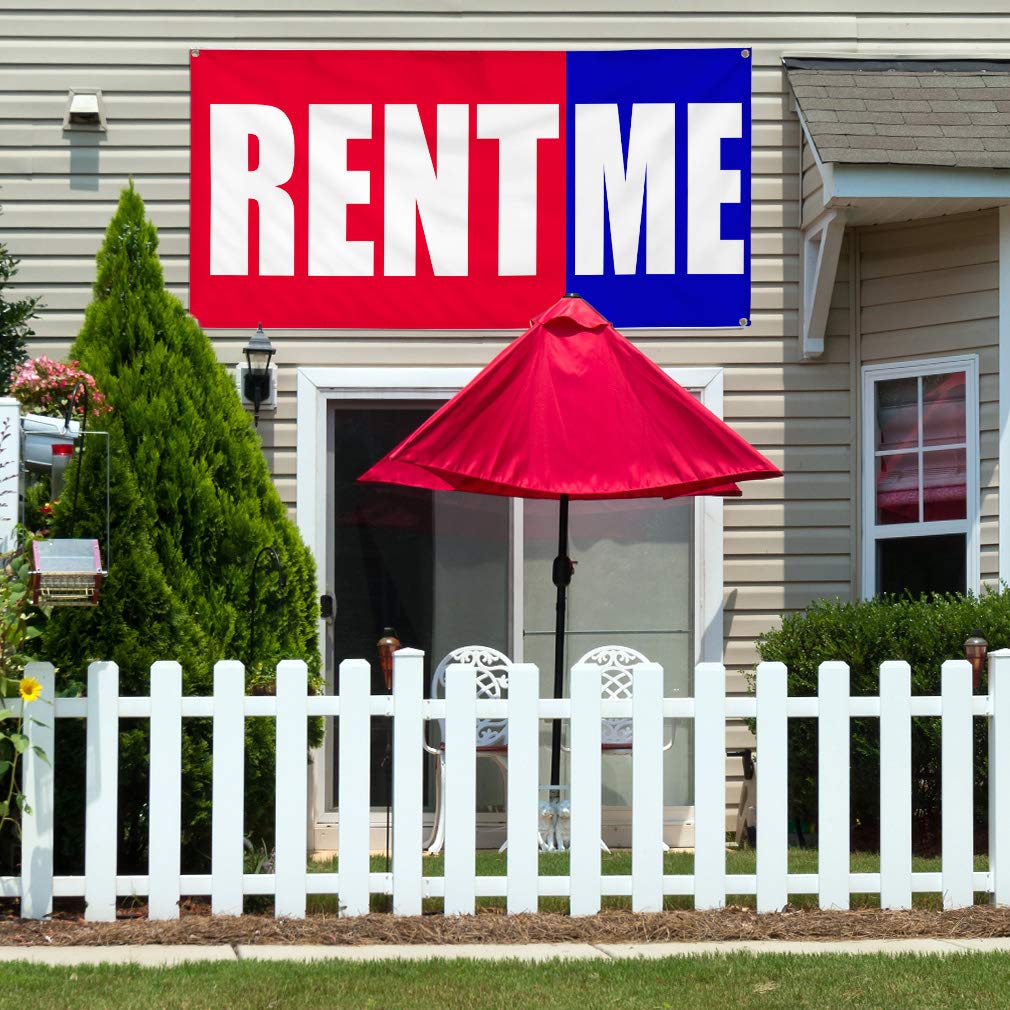 Rent Me Vinyl Banner Sign - 48x96 Inch Custom Business Promotion & Advertising (Multiple Sizes Available) - Heavy Duty with 8 Grommets - Perfect for Storefronts, Events, and Outdoor Marketing Campaigns