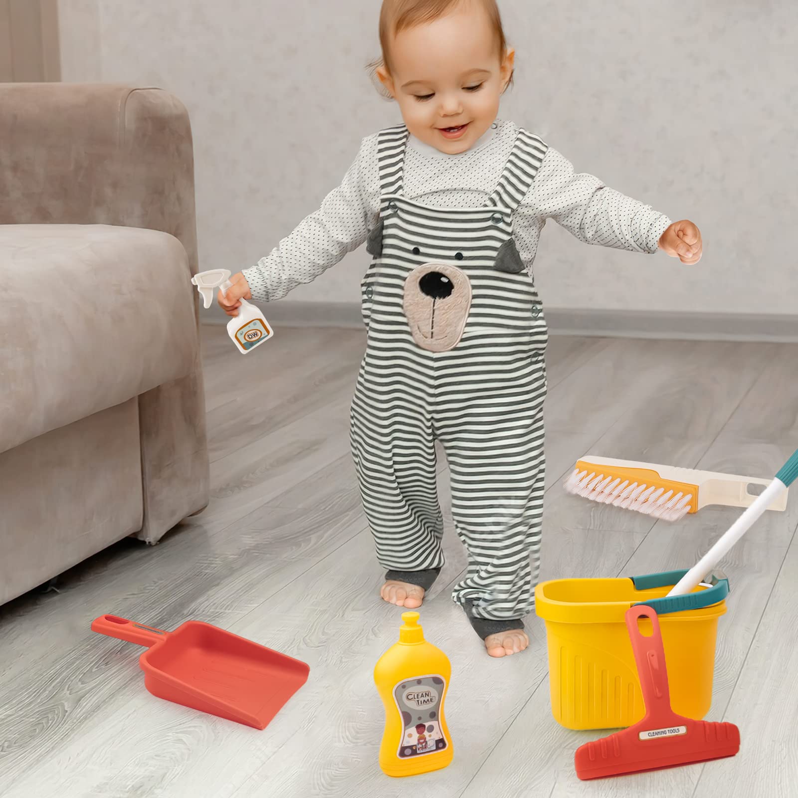 deAO Kids Cleaning Set 8pcs - Pretend Play Toy for Toddlers | Home Cleaning Fun