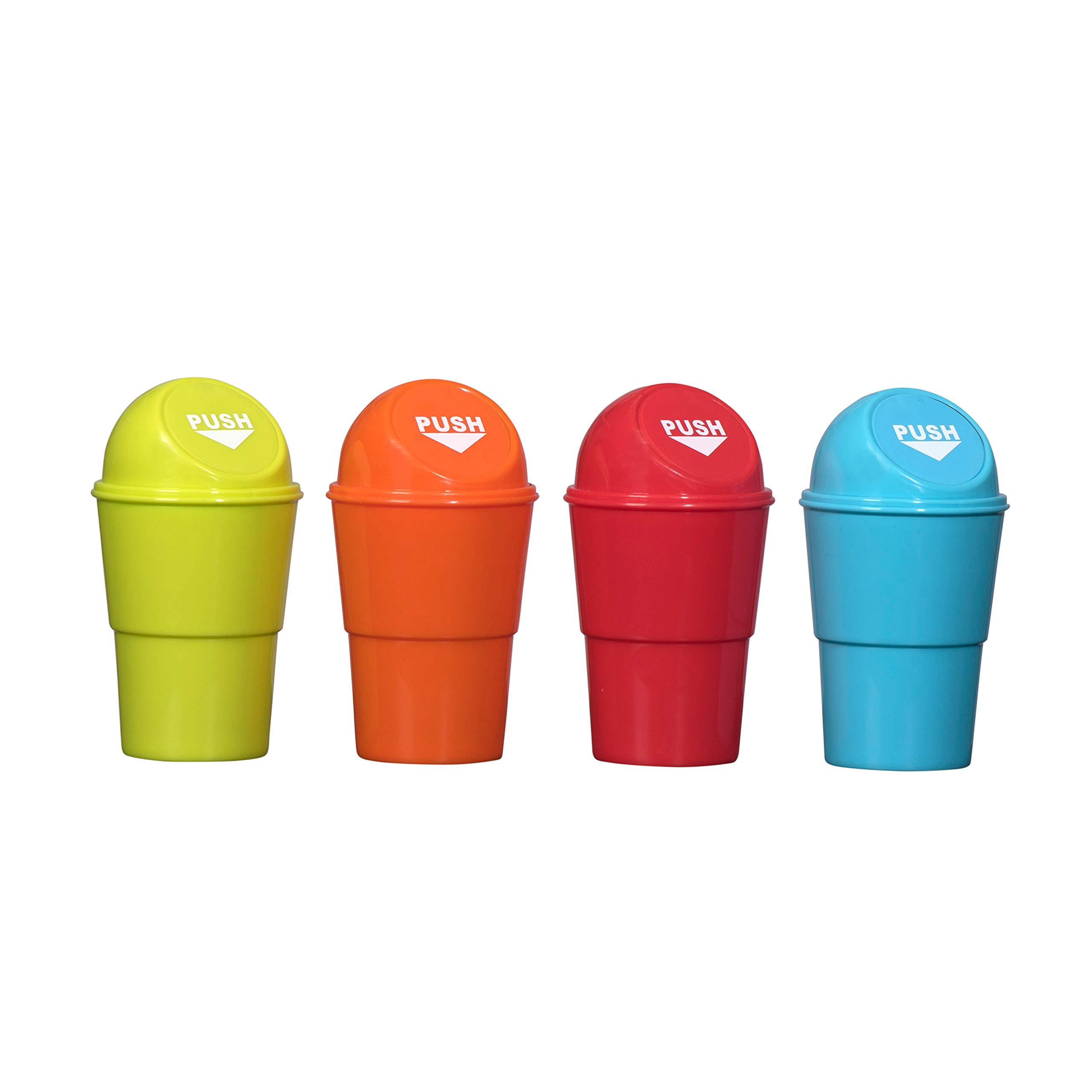 Hammont Mini Car Trash Can 4 Pack - 3.75x6.5 Inch Small Car Garbage Bin - Cute Colorful Car Accessories for Sedan, SUV, Truck - Compact Auto Waste Container for Road Trips, Commuting & Travel