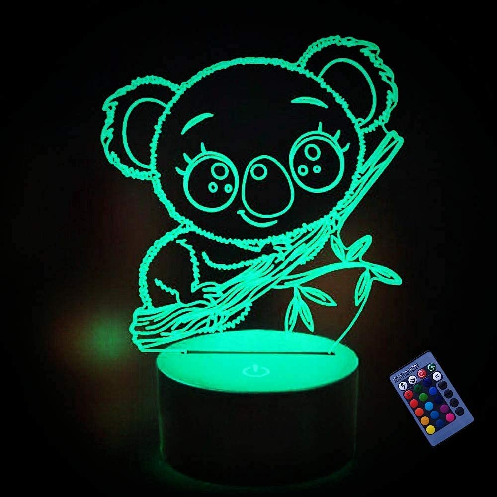 3D Koala Night Light with 16 Color Changing Modes - USB Powered LED Desk Lamp with Remote Control & Touch Switch - Perfect for Kids' Room, Nursery, Bedroom Decor & Relaxation