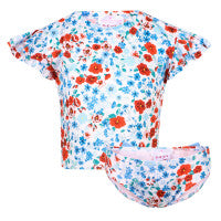 Floral Poppies Print Two Piece Swimsuit with Oversized Bow - Perfect for Beach Vacations & Summer Pool Parties