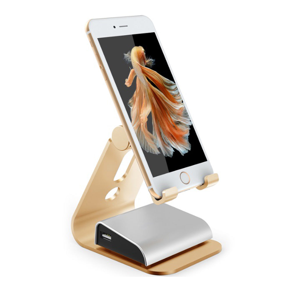 Adjustable Aluminum Phone & Tablet Stand - Silver/Gold - Perfect for Home Office, Video Calls, Cooking Recipes & Hands-Free Viewing