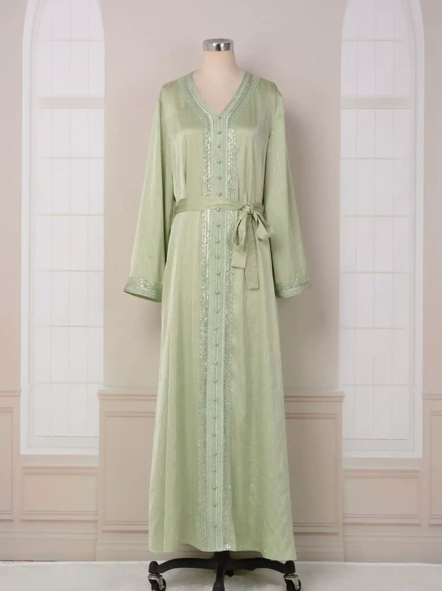 Elegant Hotfix Rhinestones Caftan Dress for Women - Eid Party, Wedding, Special Occasions - #25065 | Boho Chic, Plus Size, Long Flowy Maxi Dress
