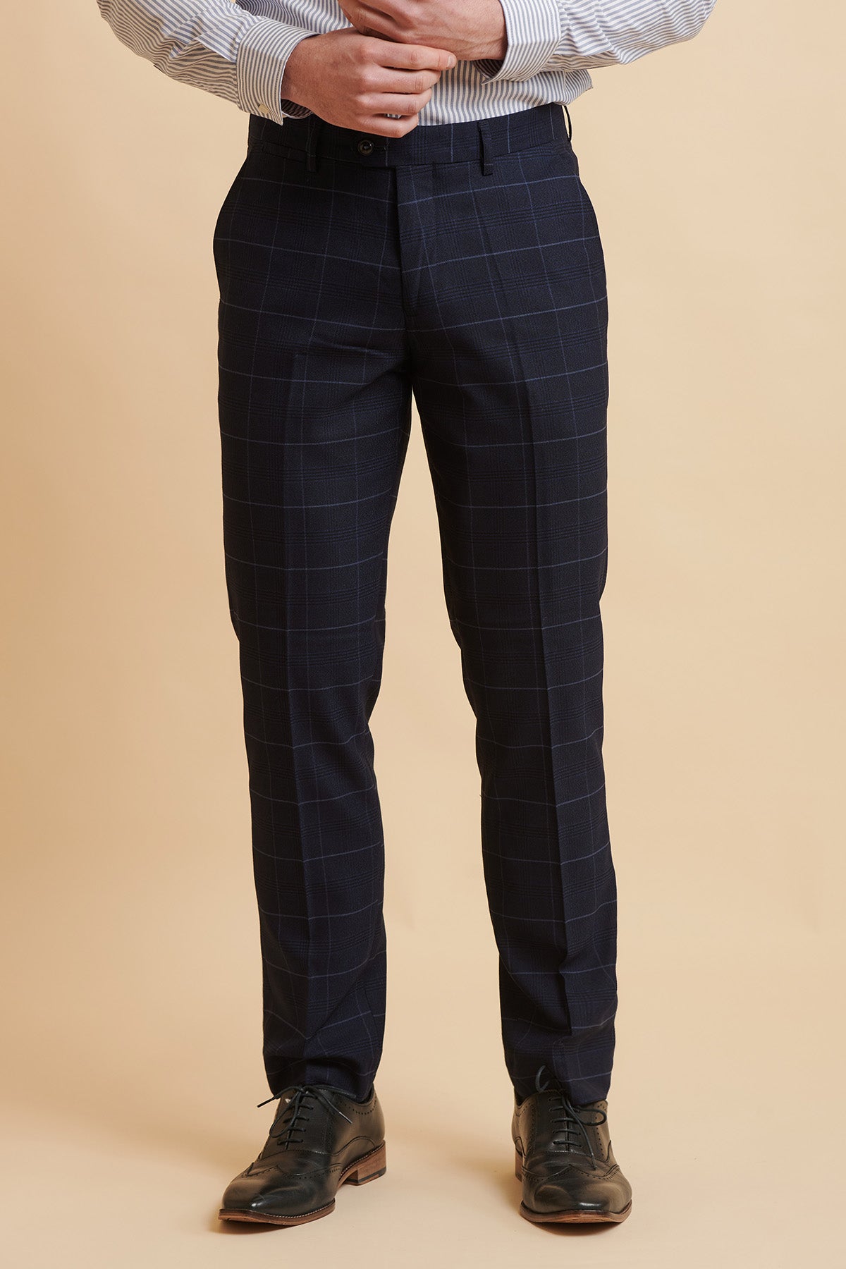 EDINSON Navy Sky Check Two Piece Suit for Men - Stylish Formal Business Attire for Weddings, Office & Special Occasions
